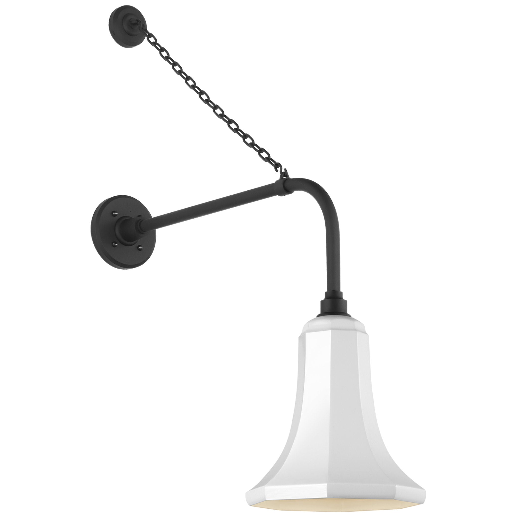Thomas O'Brien Academy 20" Anchored Rex Barn Light in Matte Black with 9.25" White Savannah Shade Outdoor Lighting W9.25" x H33.75"