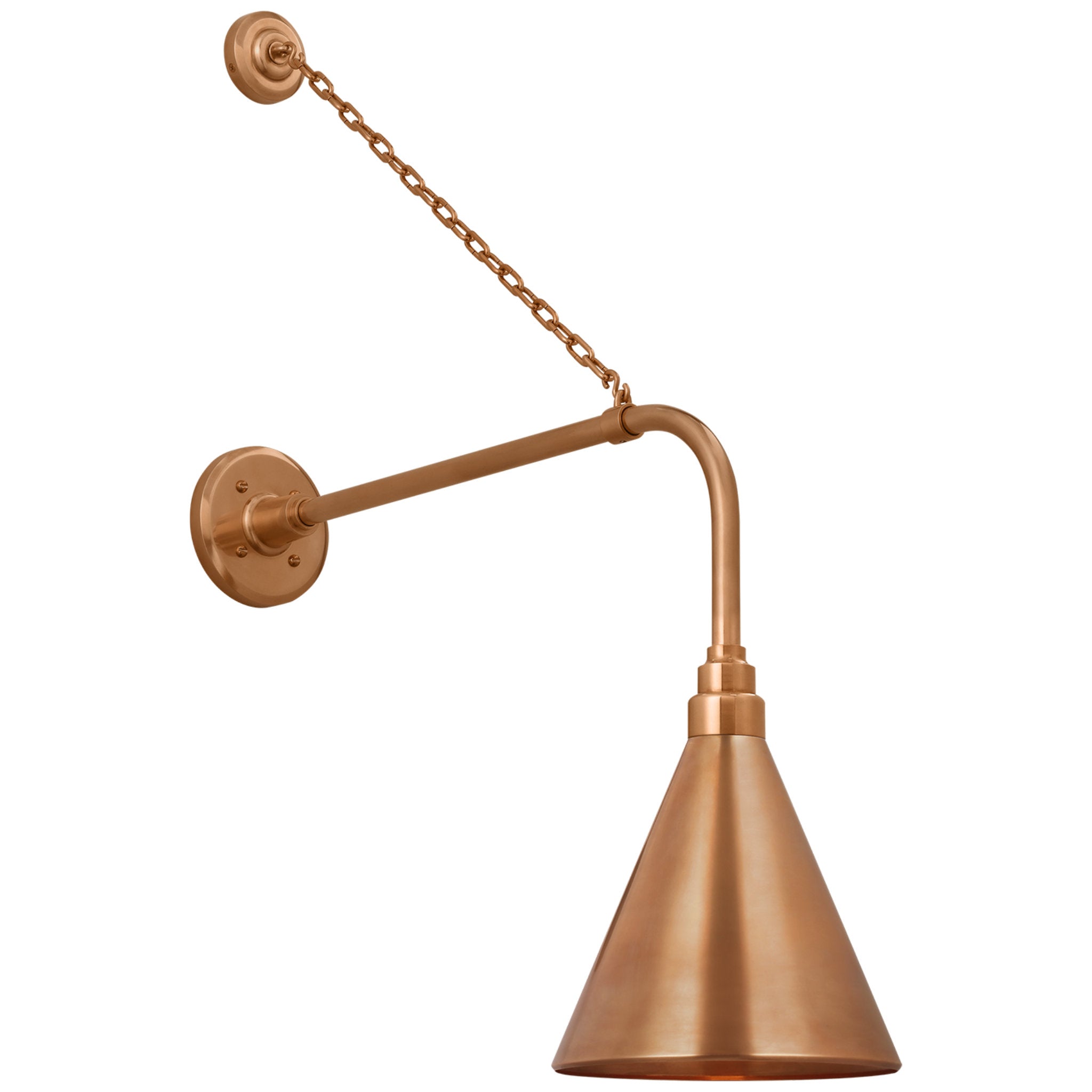 Thomas O'Brien Academy 20" Anchored Rex Barn Light in Soft Copper with 9" Conical Savannah Shade Outdoor Lighting W9" x H32.75"