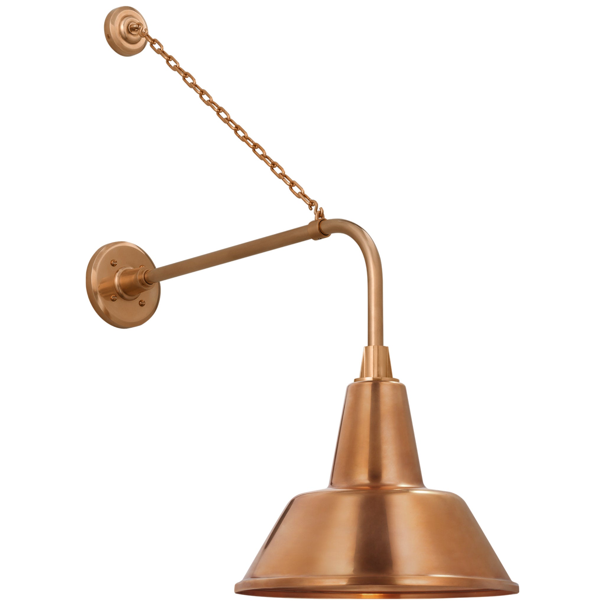 Thomas O'Brien Academy 20" Anchored Rex Barn Light in Soft Copper with 12.5" Bowers Shade Outdoor Lighting W12.5" x H32.5"
