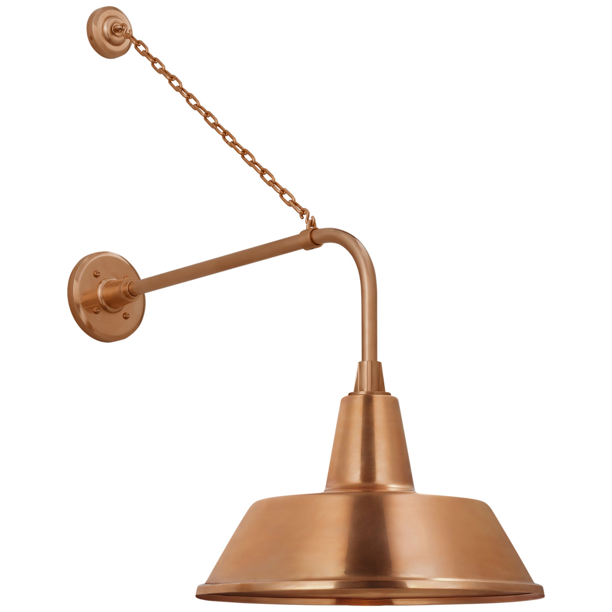 Thomas O'Brien Academy 20" Anchored Rex Barn Light in Soft Copper with 16" Bowers Shade Outdoor Lighting W16" x H32.5"
