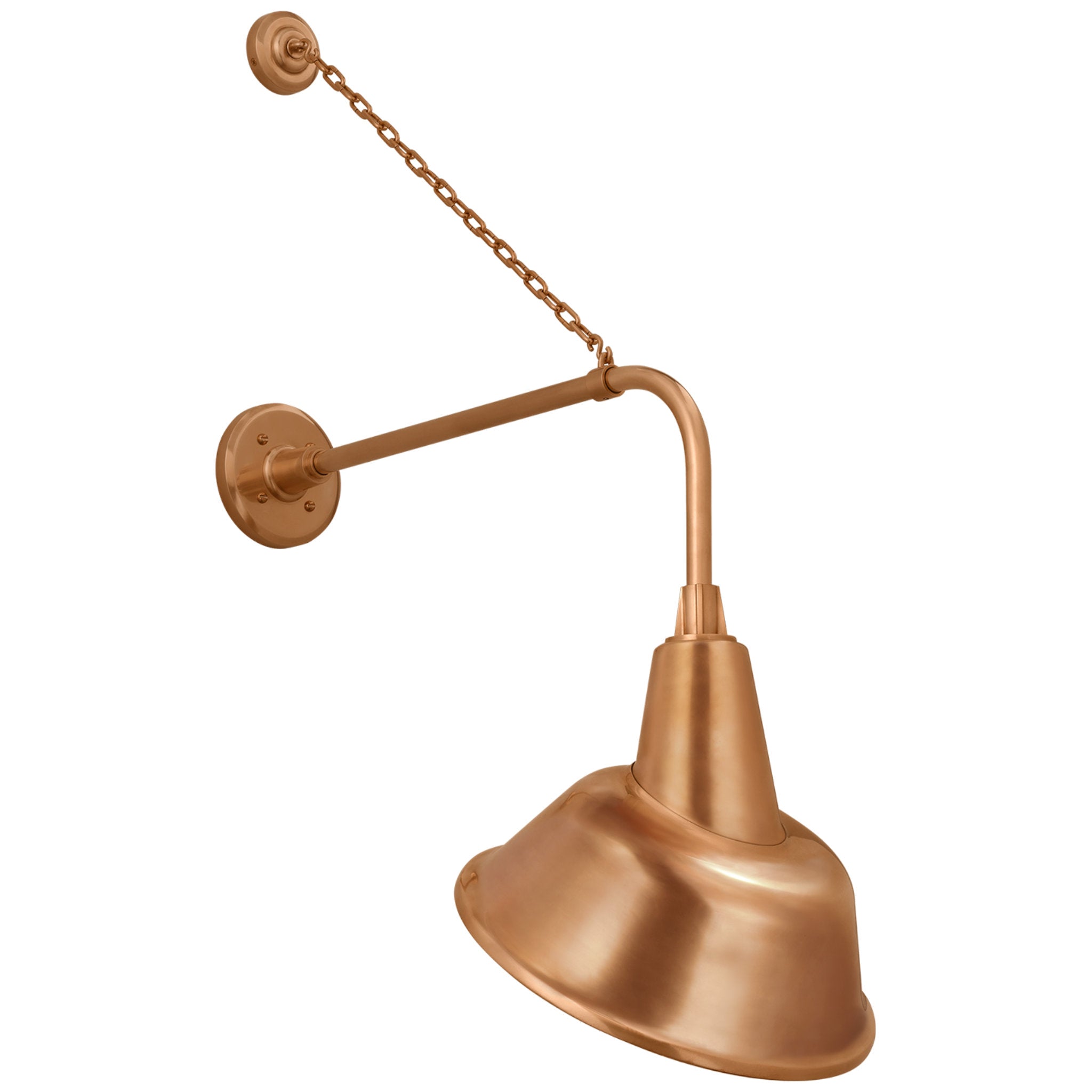 Thomas O'Brien Academy 20" Anchored Rex Barn Light in Soft Copper with 12.5" Tilted Bowers Shade Outdoor Lighting W12.5" x H35.5"