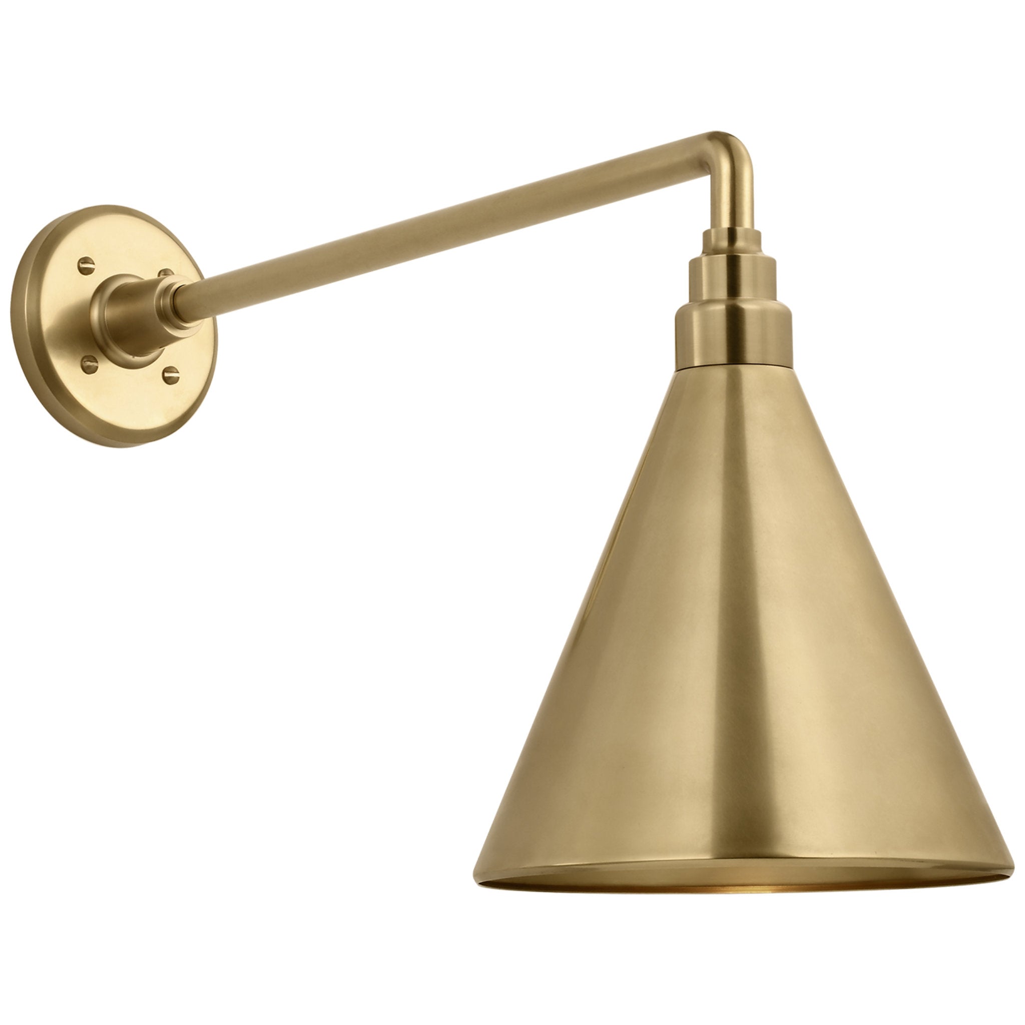 Thomas O'Brien Academy 17.5" Mack Barn Light in Hand-Rubbed Antique Brass with 9" Conical Savannah Shade Outdoor Lighting W9" x H14.5"