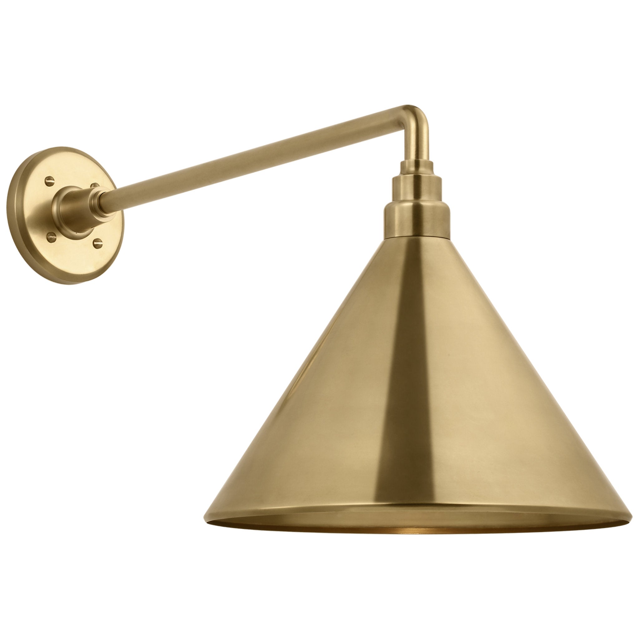 Thomas O'Brien Academy 17.5" Mack Barn Light in Hand-Rubbed Antique Brass with 12.5" Conical Savannah Shade Outdoor Lighting W12.5" x H14.5"