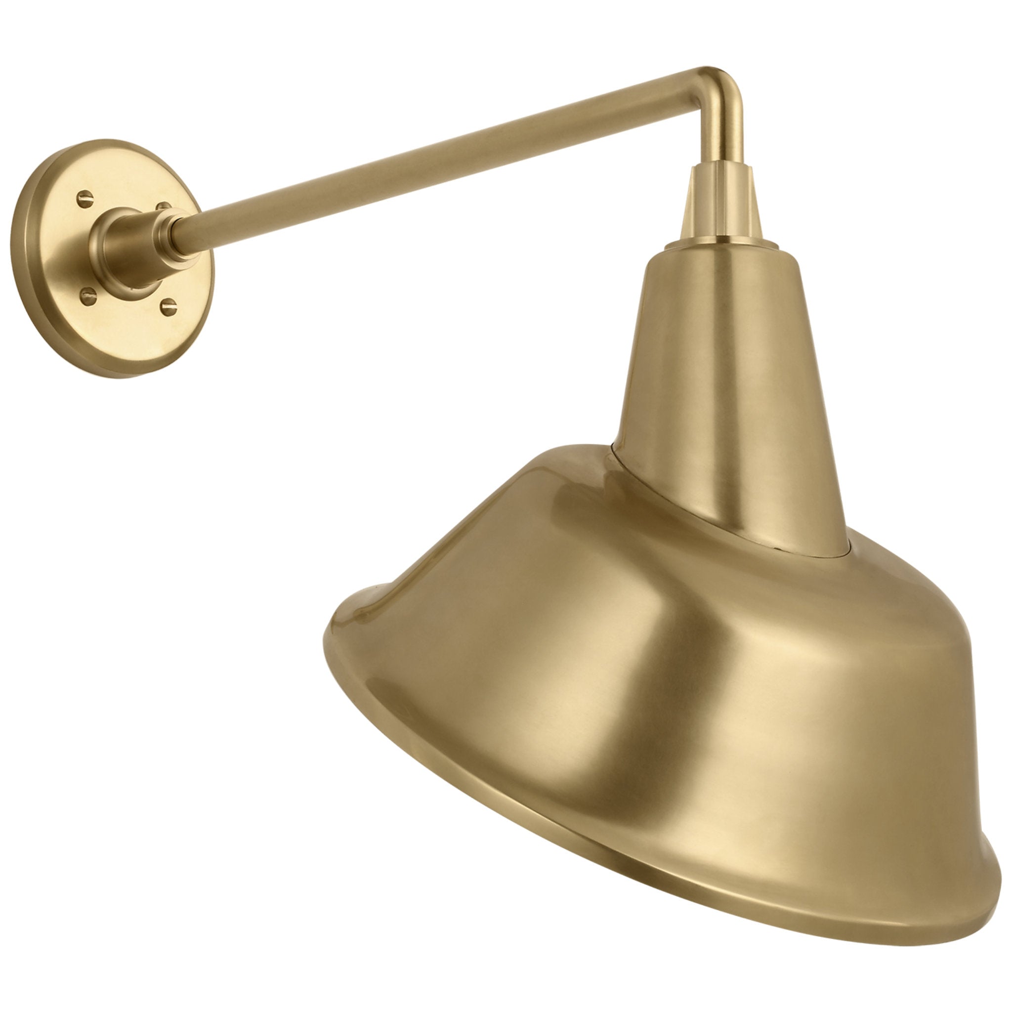 Thomas O'Brien Academy 17.5" Mack Barn Light in Hand-Rubbed Antique Brass with 12.5" Tilted Bowers Shade Outdoor Lighting W12.5" x H17.5"