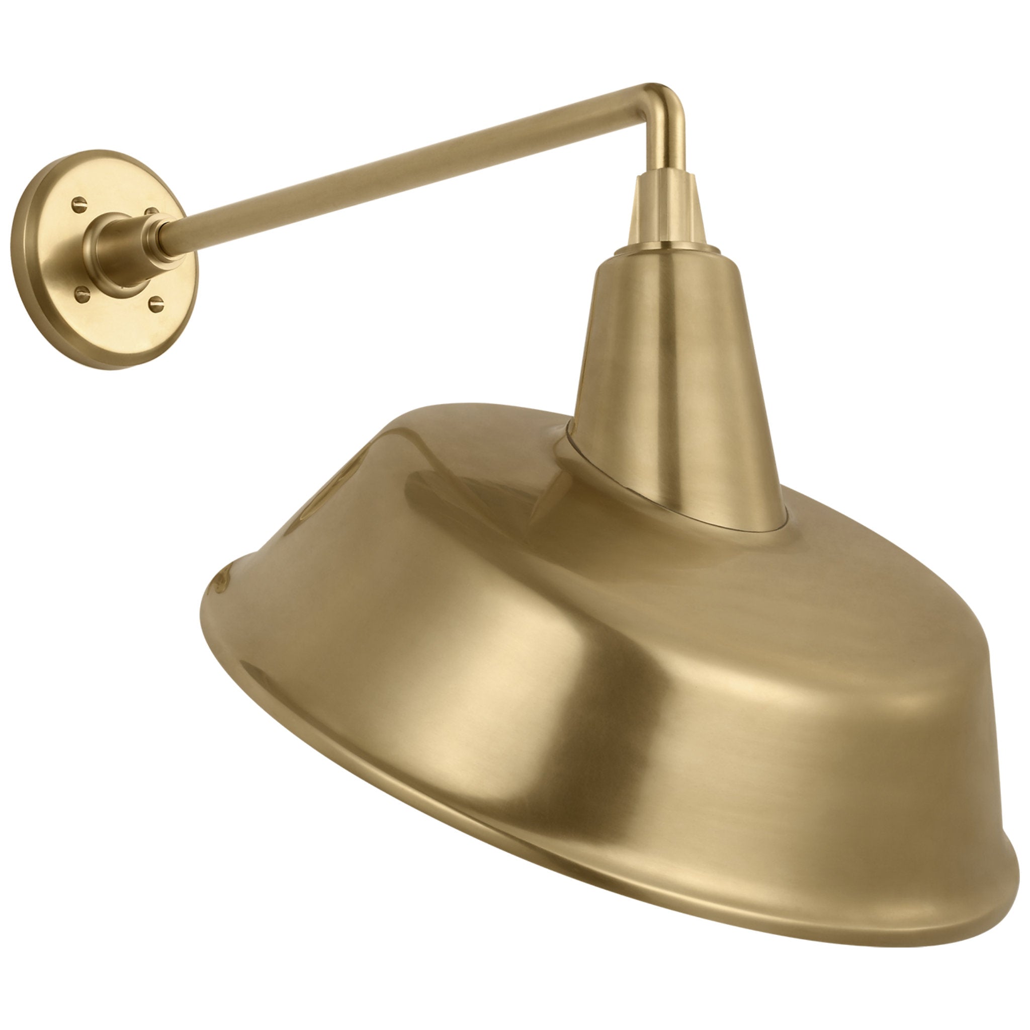 Thomas O'Brien Academy 17.5" Mack Barn Light in Hand-Rubbed Antique Brass with 16" Tilted Bowers Shade Outdoor Lighting W16" x H18.5"