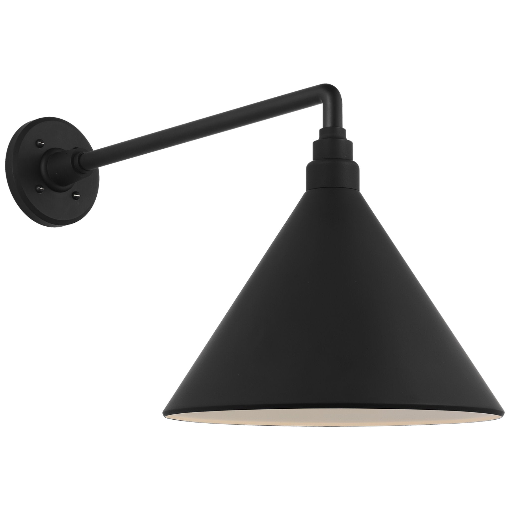 Thomas O'Brien Academy 17.5" Mack Barn Light in Matte Black with 12.5" Conical Savannah Shade Outdoor Lighting W12.5" x H14.5"