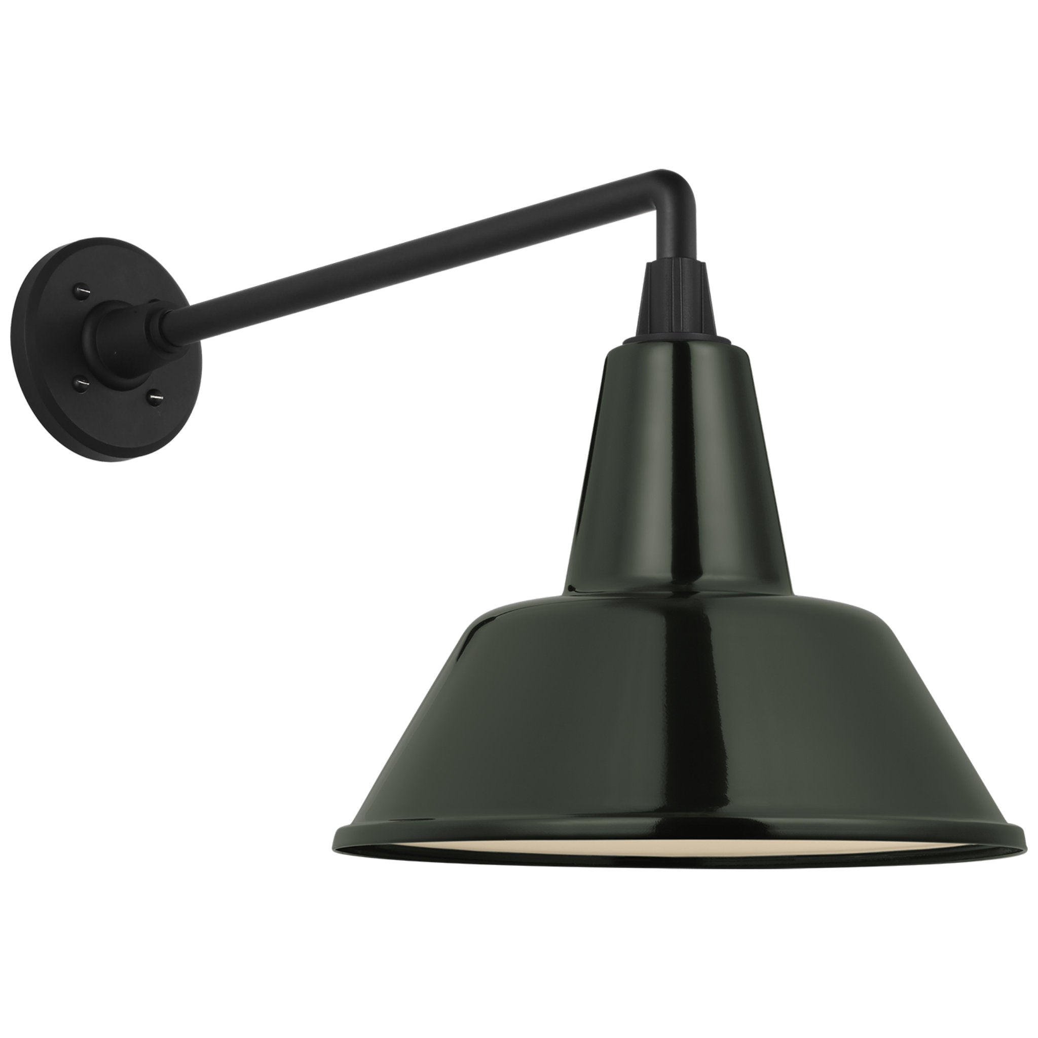 Thomas O'Brien Academy 17.5" Mack Barn Light in Matte Black with 12.5" Green Bowers Shade Outdoor Lighting W12.5" x H14.5"