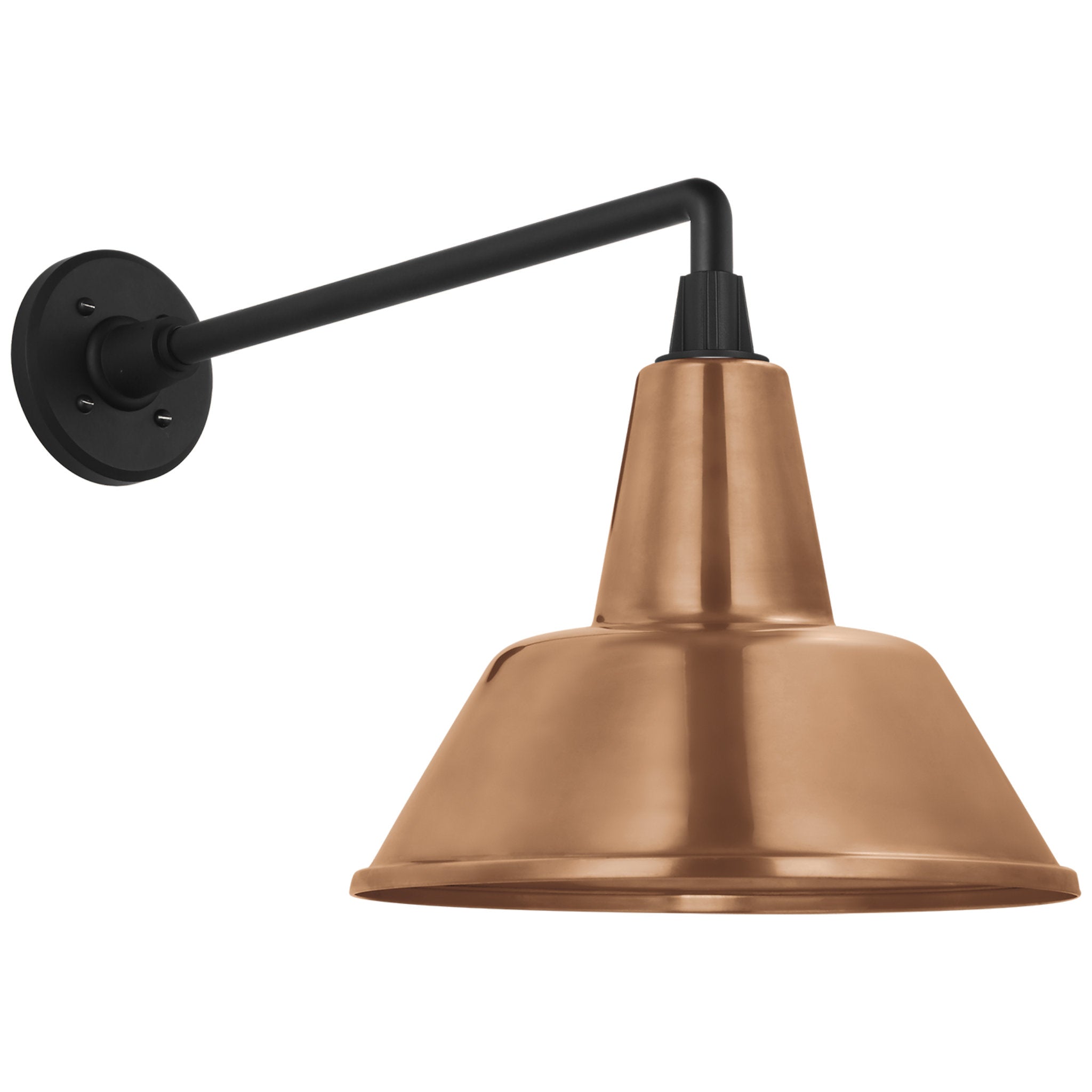Thomas O'Brien Academy 17.5" Mack Barn Light in Matte Black with 12.5" Soft Copper Bowers Shade Outdoor Lighting W12.5" x H14.5"