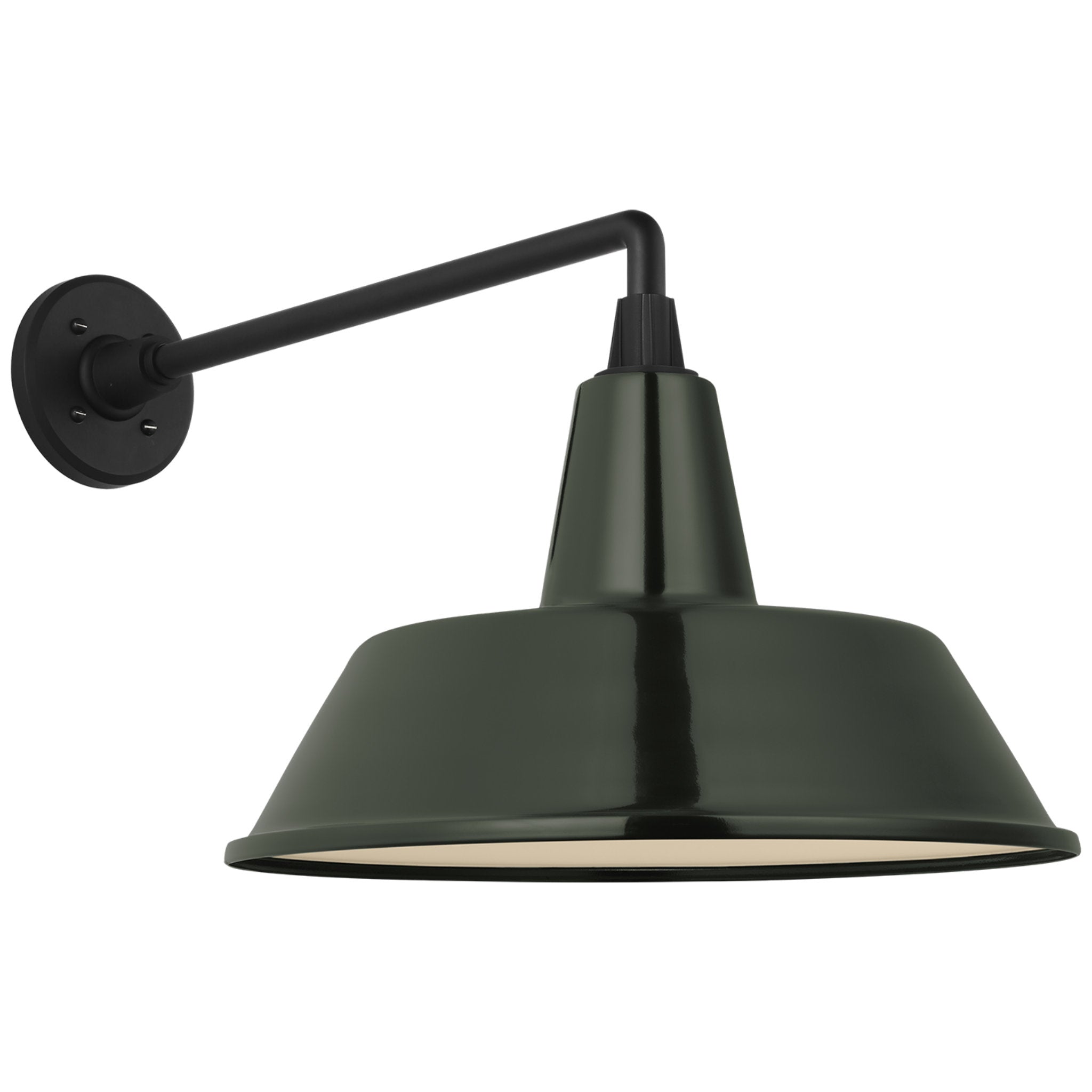 Thomas O'Brien Academy 17.5" Mack Barn Light in Matte Black with 16" Green Bowers Shade Outdoor Lighting W16" x H14.5"