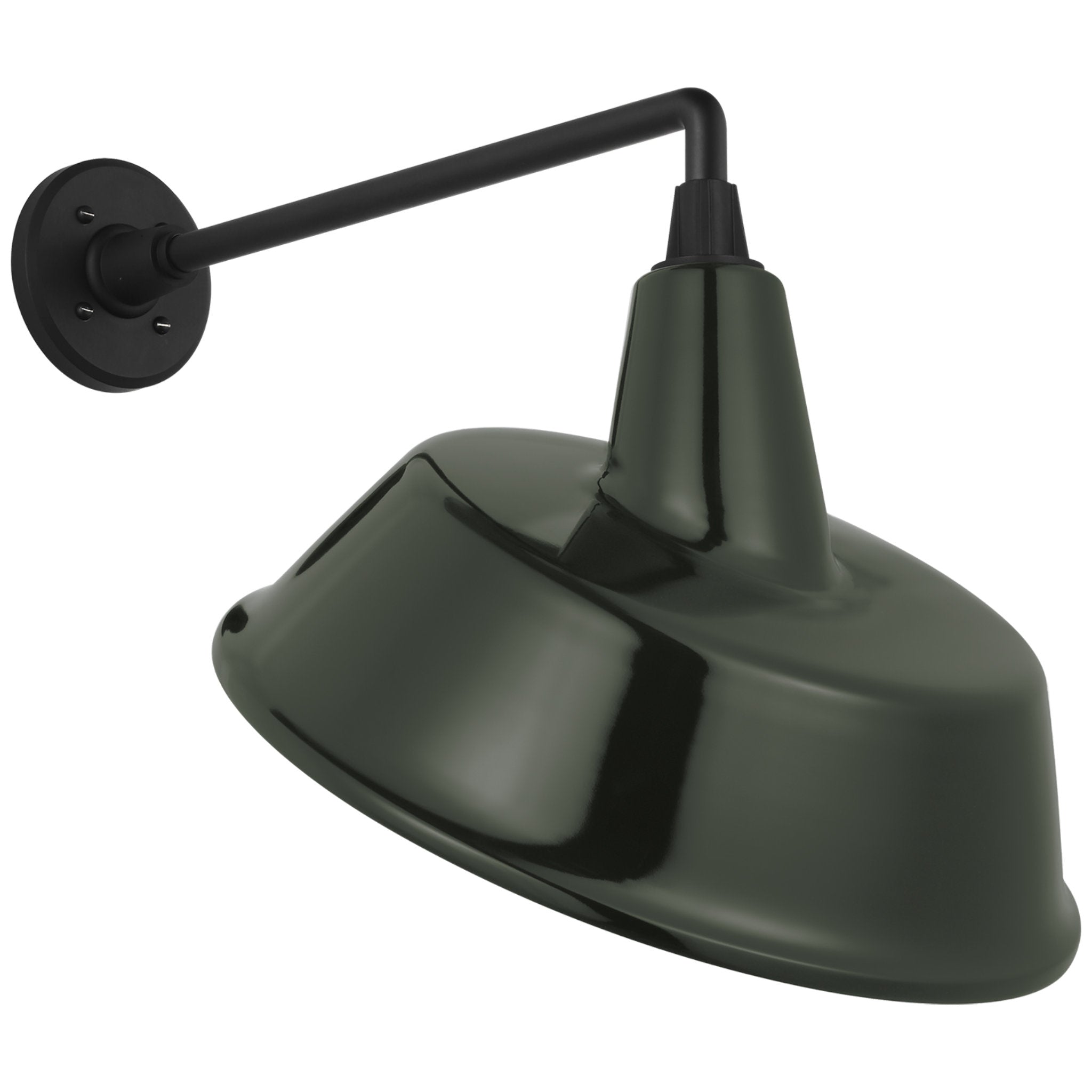 Thomas O'Brien Academy 17.5" Mack Barn Light in Matte Black with 16" Green Tilted Bowers Shade Outdoor Lighting W16" x H18.5"