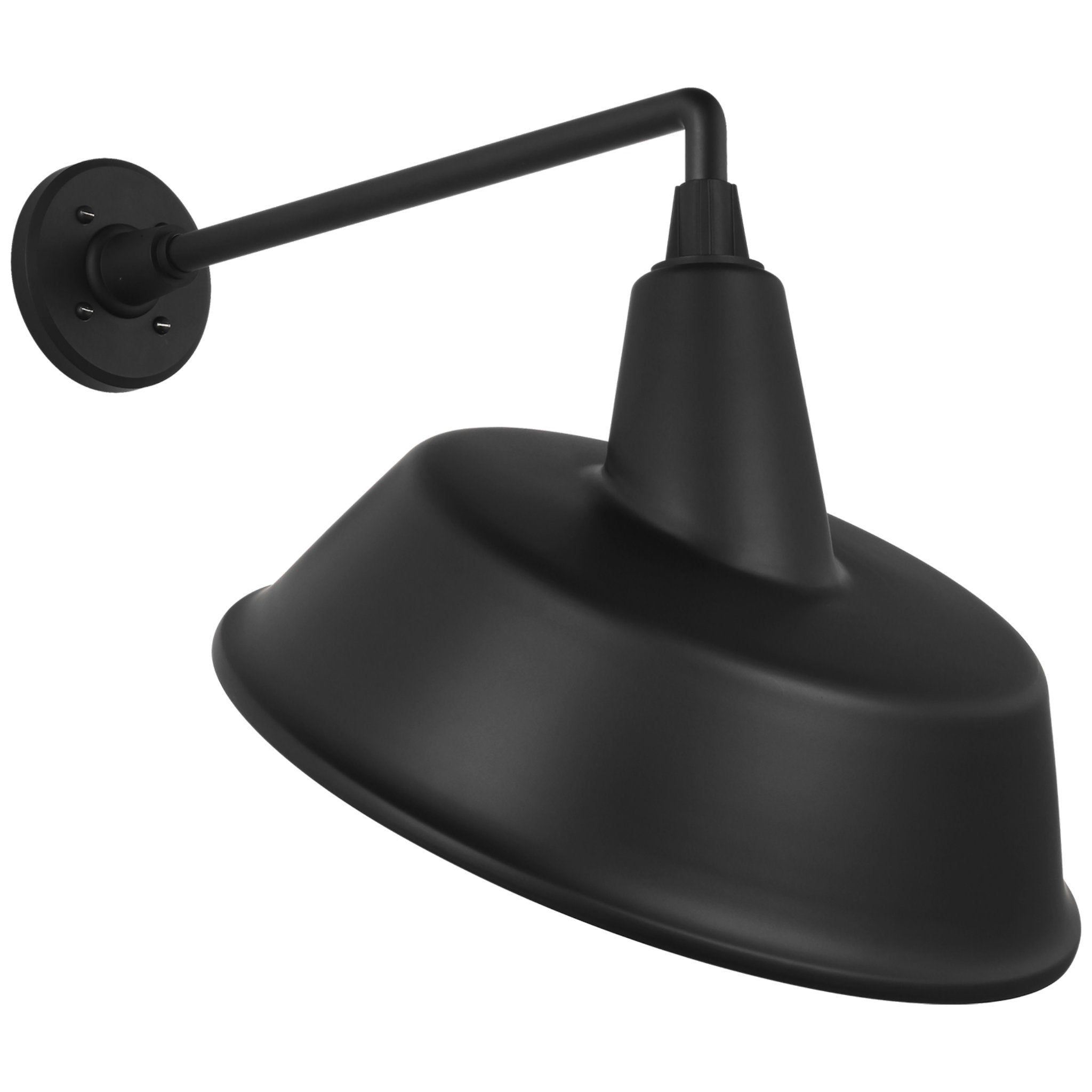 Thomas O'Brien Academy 17.5" Mack Barn Light in Matte Black with 16" Tilted Bowers Shade Outdoor Lighting W16" x H18.5"