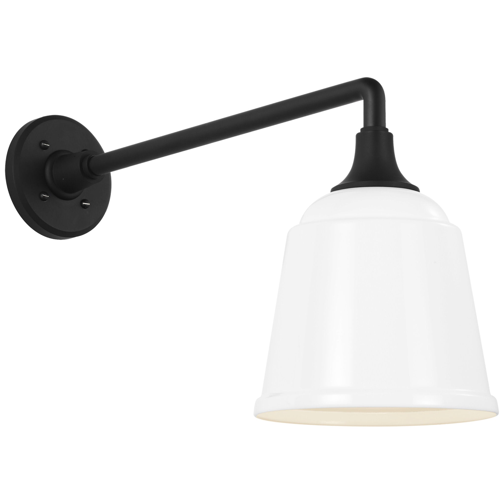 Thomas O'Brien Academy 17.5" Mack Barn Light in Matte Black with 8" White Rockhouse Shade Outdoor Lighting W8" x H13.25"