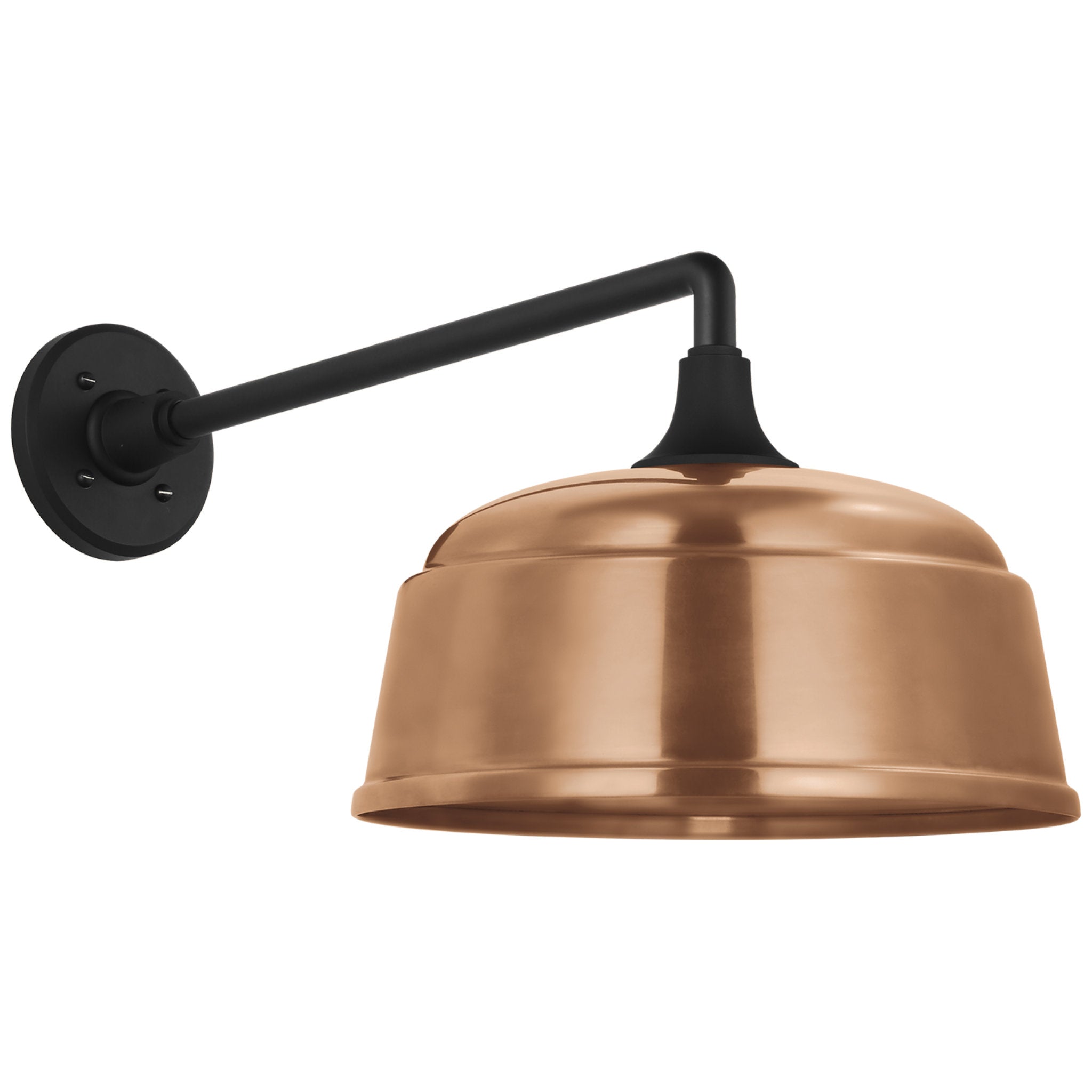 Thomas O'Brien Academy 17.5" Mack Barn Light in Matte Black with 12.5" Soft Copper Rockhouse Shade Outdoor Lighting W12.5" x H12"