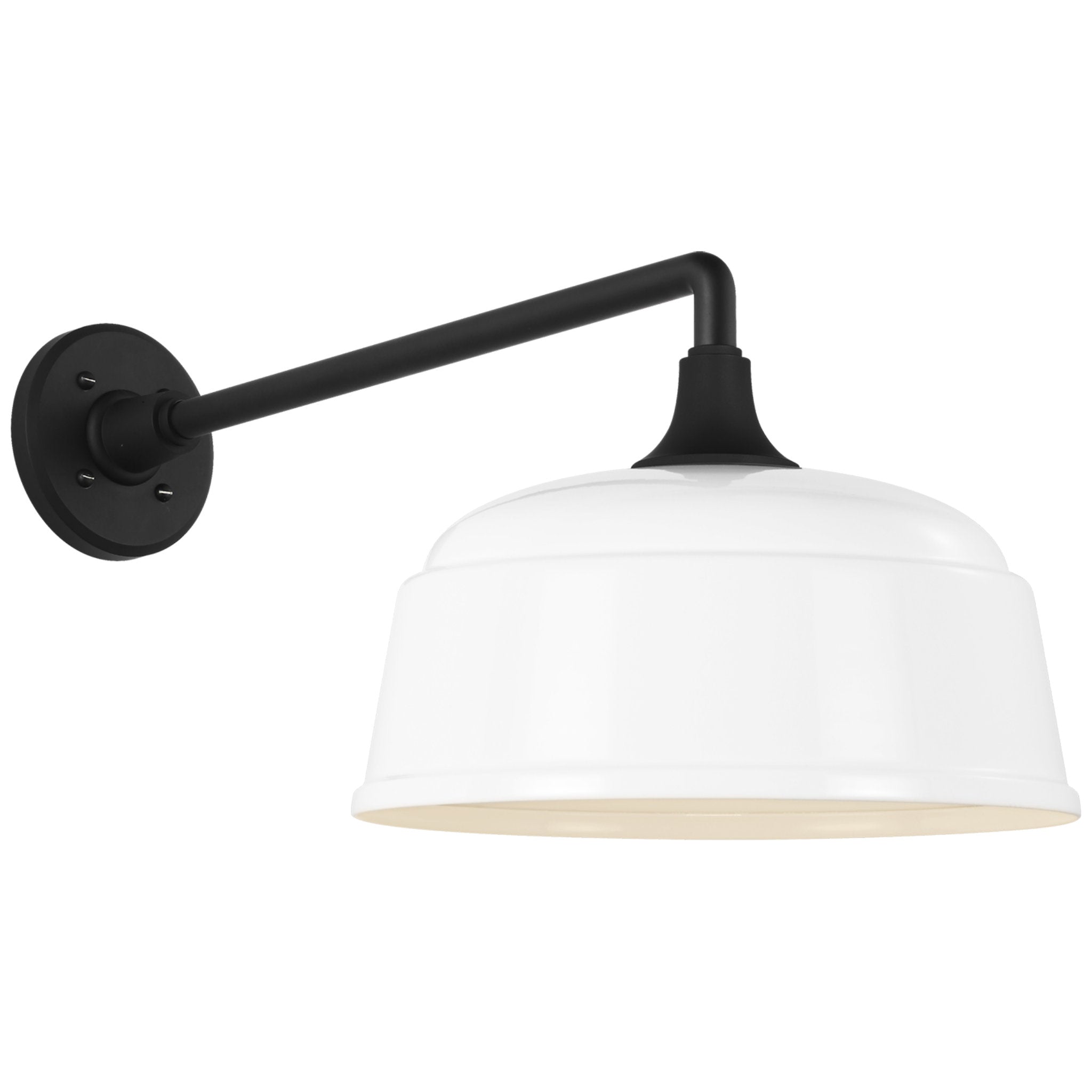 Thomas O'Brien Academy 17.5" Mack Barn Light in Matte Black with 12.5" White Rockhouse Shade Outdoor Lighting W12.5" x H12"