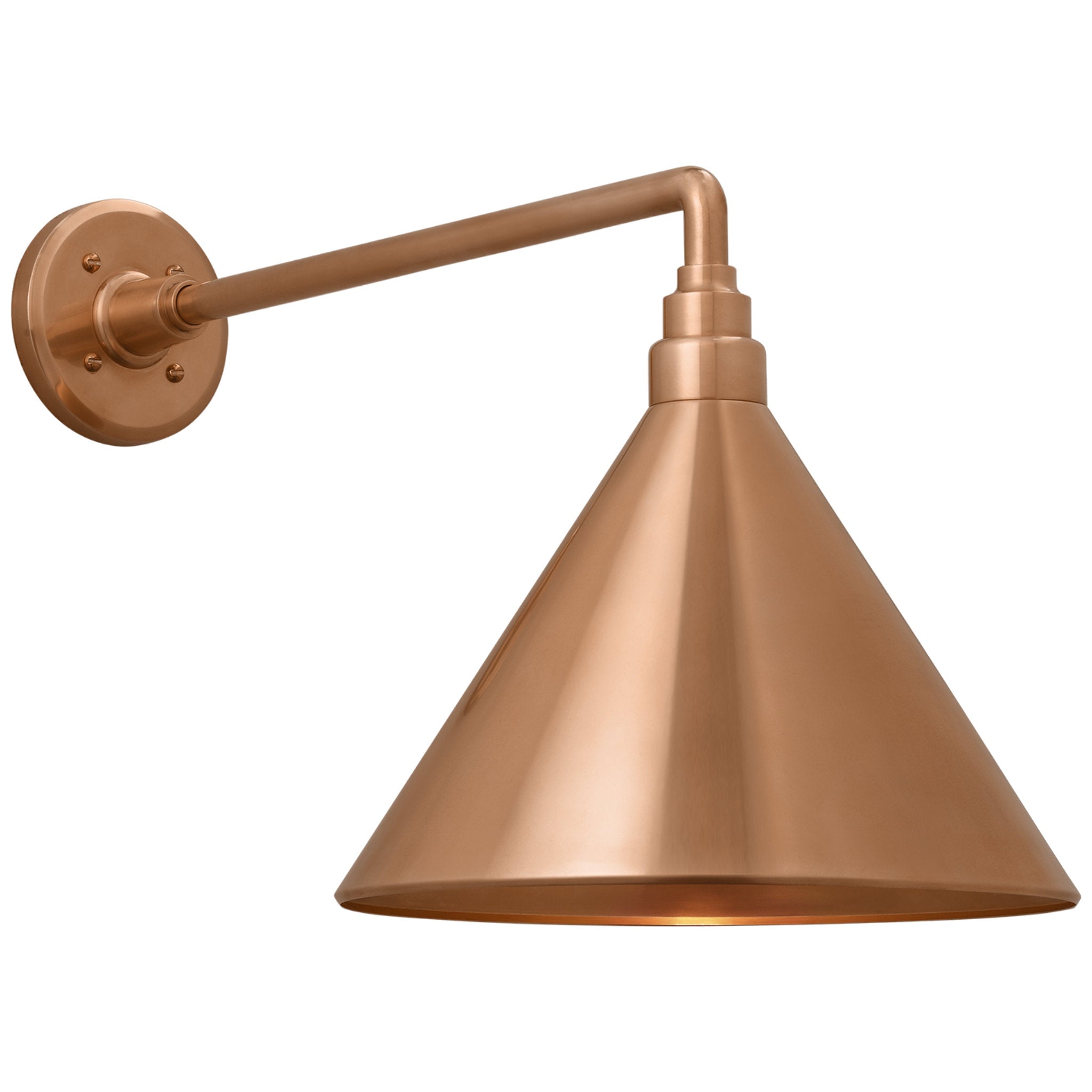 Thomas O'Brien Academy 17.5" Mack Barn Light in Soft Copper with 12.5" Conical Savannah Shade Outdoor Lighting W12.5" x H14.5"