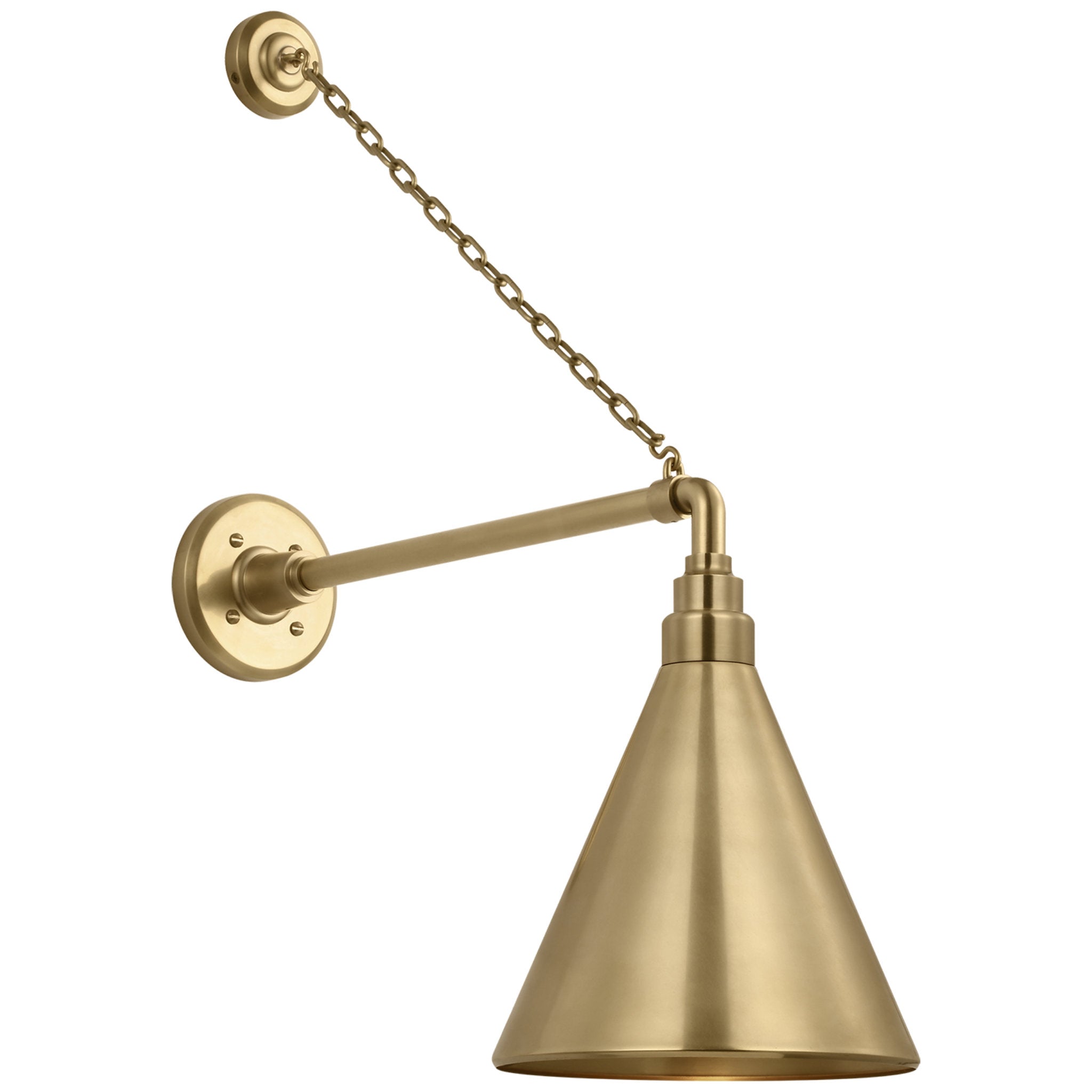 Thomas O'Brien Academy 17.5" Anchored Mack Barn Light in Hand-Rubbed Antique Brass with 9" Conical Savannah Shade Outdoor Lighting W9" x H27.5"