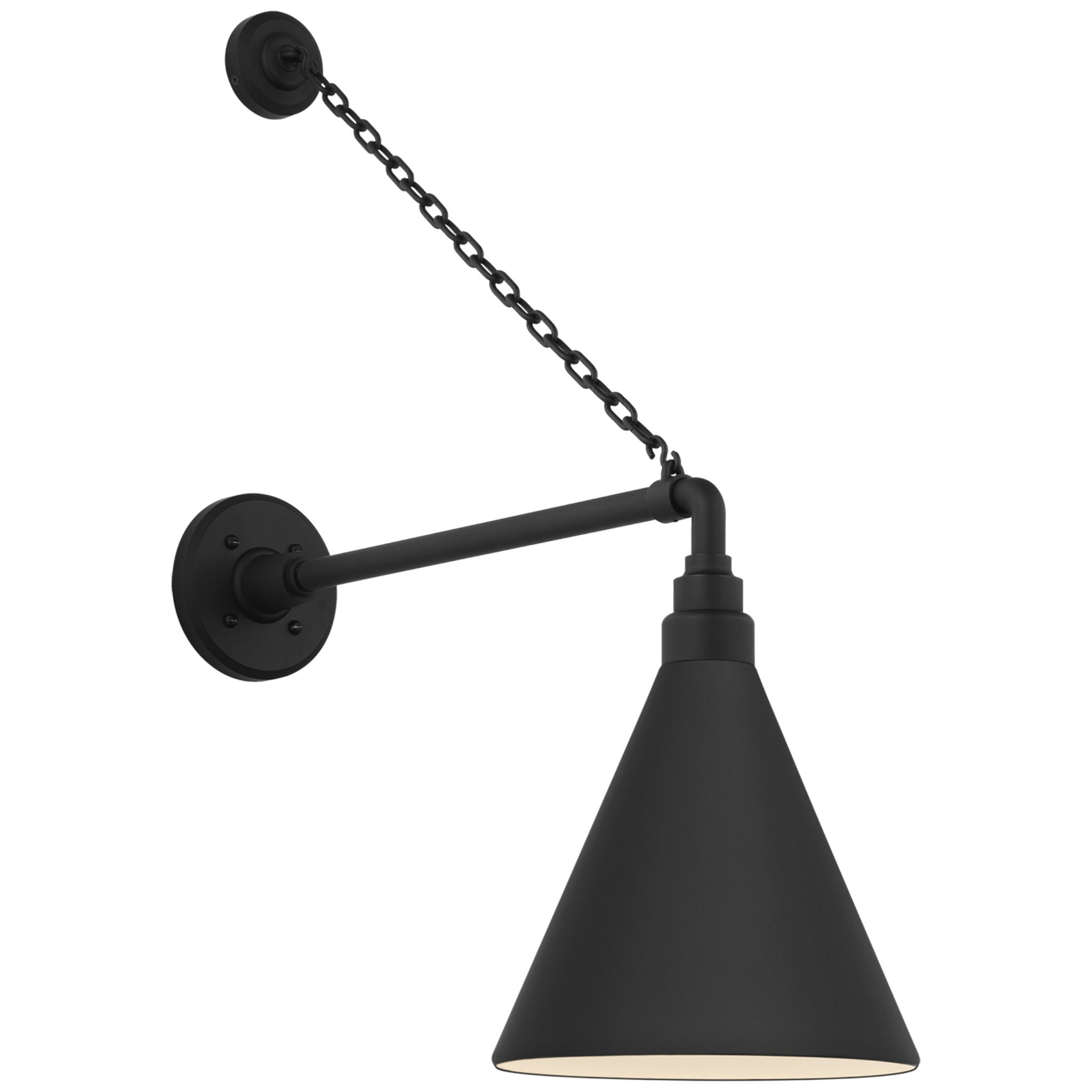 Thomas O'Brien Academy 17.5" Anchored Mack Barn Light in Matte Black with 9" Conical Savannah Shade Outdoor Lighting W9" x H27.5"