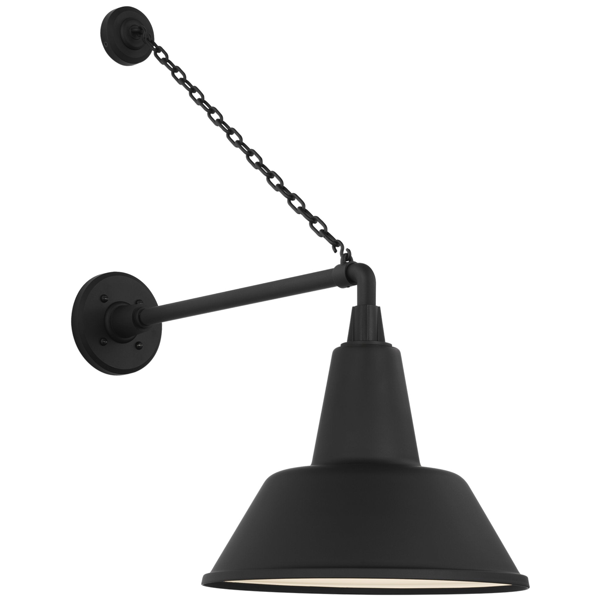 Thomas O'Brien Academy 17.5" Anchored Mack Barn Light in Matte Black with 12.5" Bowers Shade Outdoor Lighting W12.5" x H27.5"