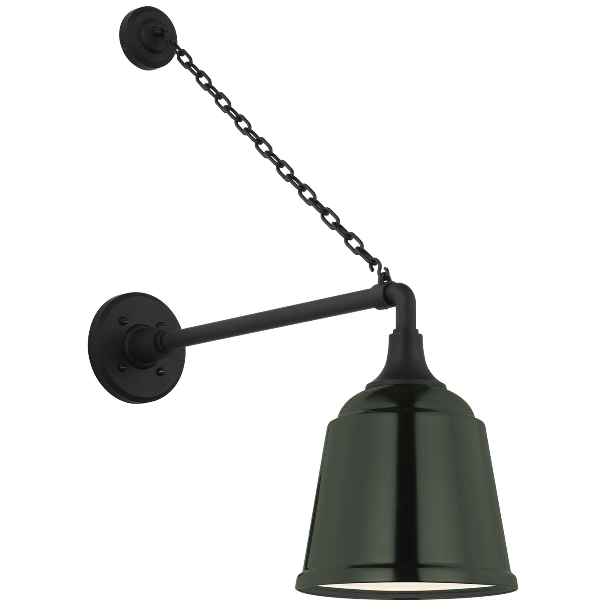 Thomas O'Brien Academy 17.5" Anchored Mack Barn Light in Matte Black with 8" Green Rockhouse Shade Outdoor Lighting W8" x H26.25"