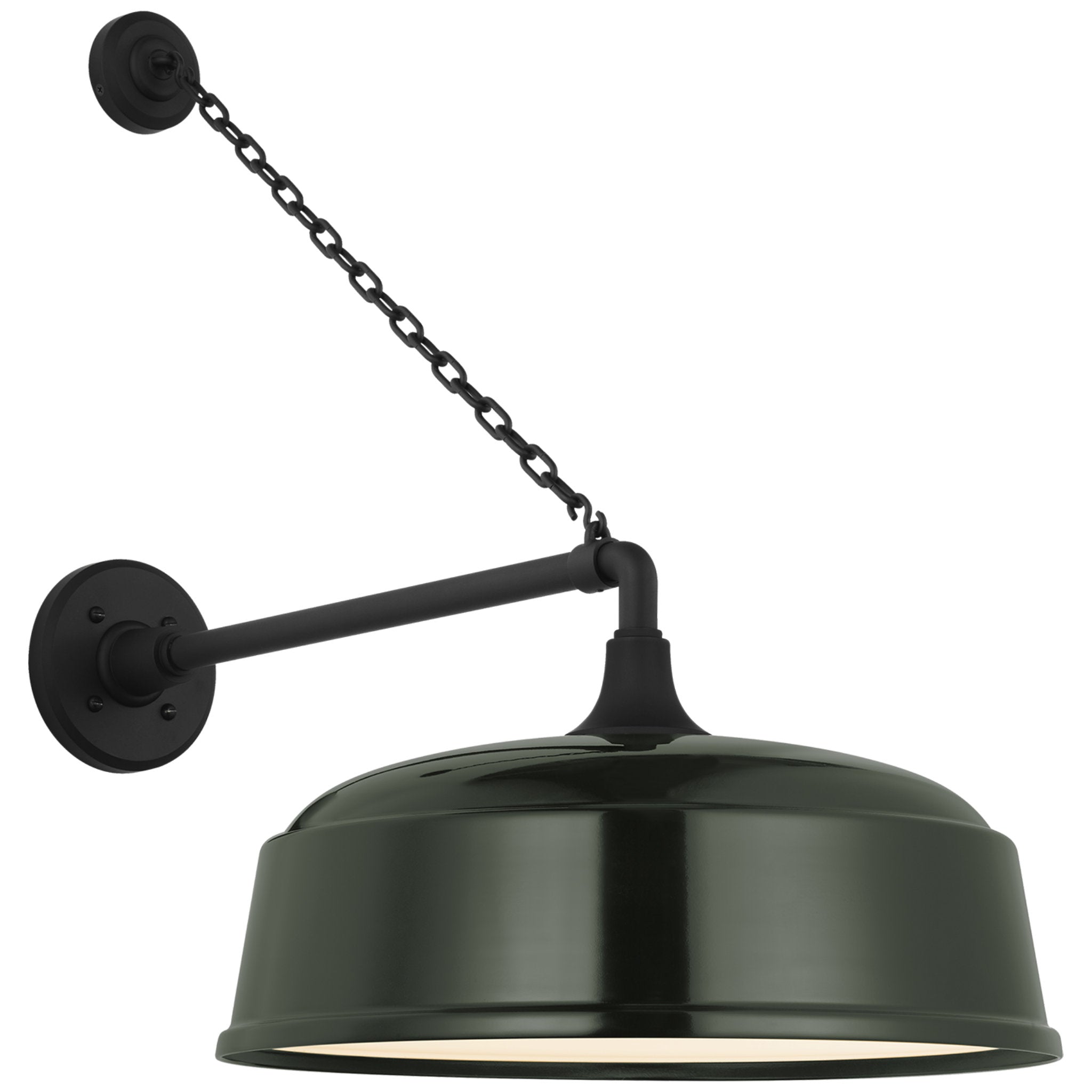 Thomas O'Brien Academy 17.5" Anchored Mack Barn Light in Matte Black with 16" Green Rockhouse Shade Outdoor Lighting W16" x H25"