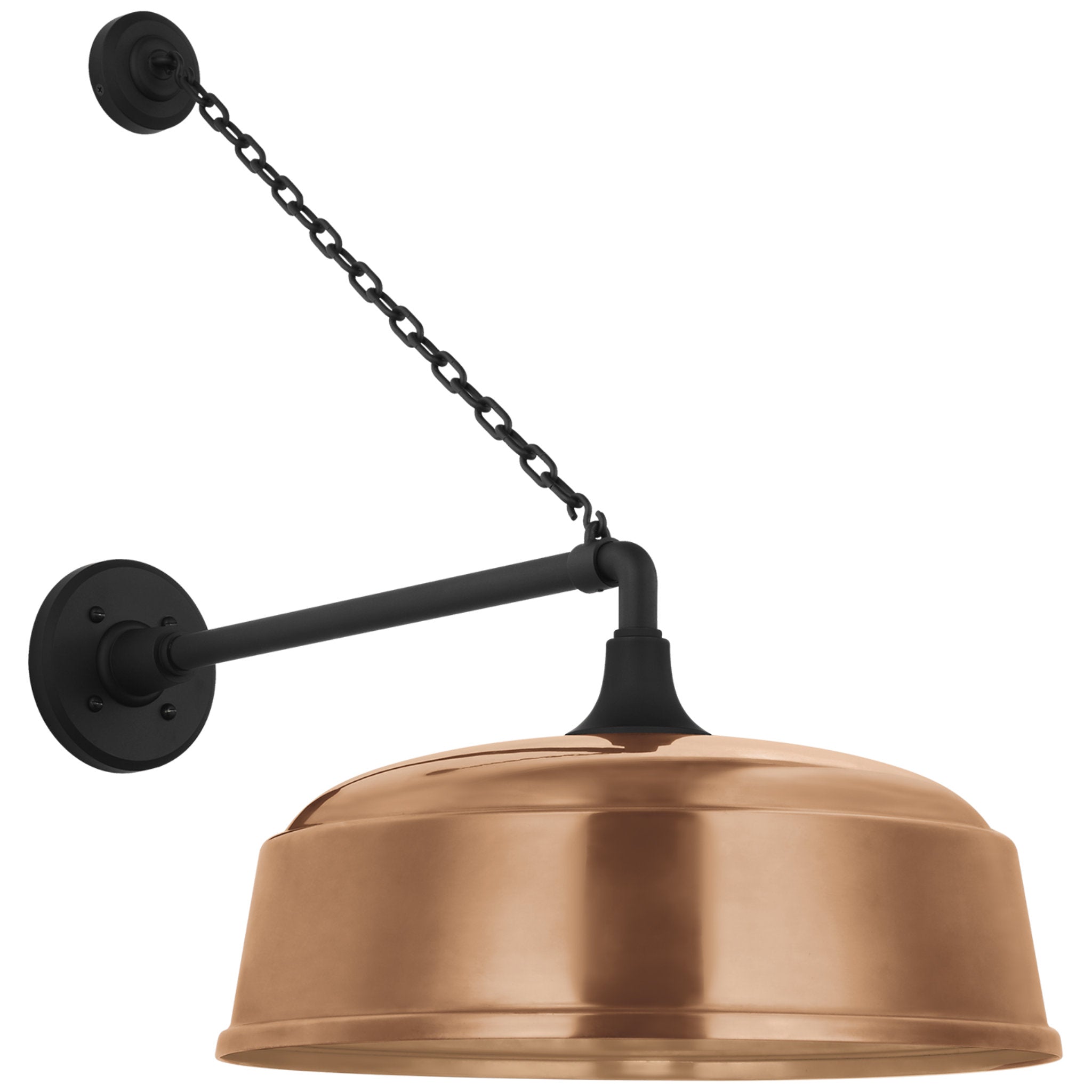 Thomas O'Brien Academy 17.5" Anchored Mack Barn Light in Matte Black with 16" Soft Copper Rockhouse Shade Outdoor Lighting W16" x H25"