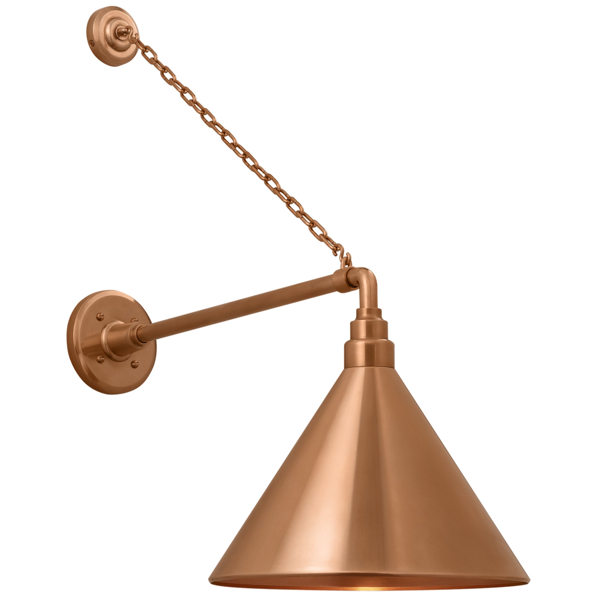 Thomas O'Brien Academy 17.5" Anchored Mack Barn Light in Soft Copper with 12.5" Conical Savannah Shade Outdoor Lighting W12.5" x H27.5"