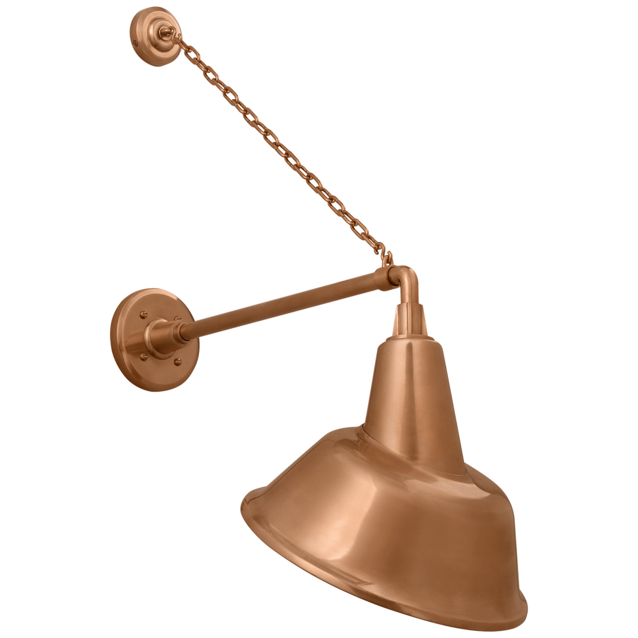 Thomas O'Brien Academy 17.5" Anchored Mack Barn Light in Soft Copper with 12.5" Tilted Bowers Shade Outdoor Lighting W12.5" x H30.5"
