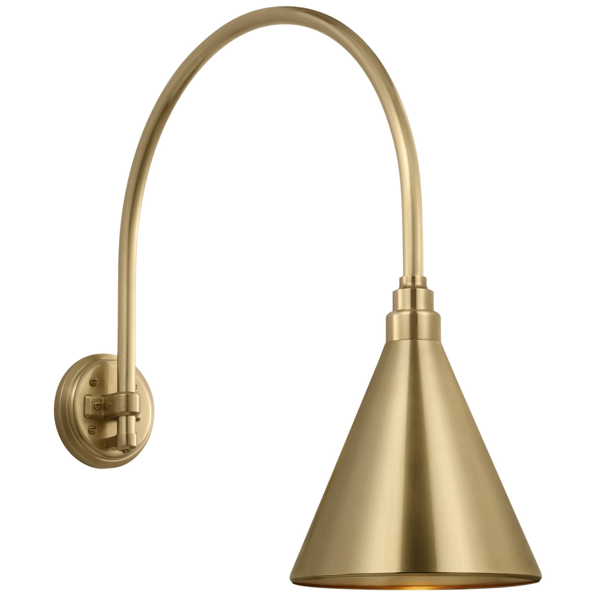 Thomas O'Brien Academy 19.5" Arched Mack Barn Light in Hand-Rubbed Antique Brass with 9" Conical Savannah Shade Outdoor Lighting W9" x H22.25"