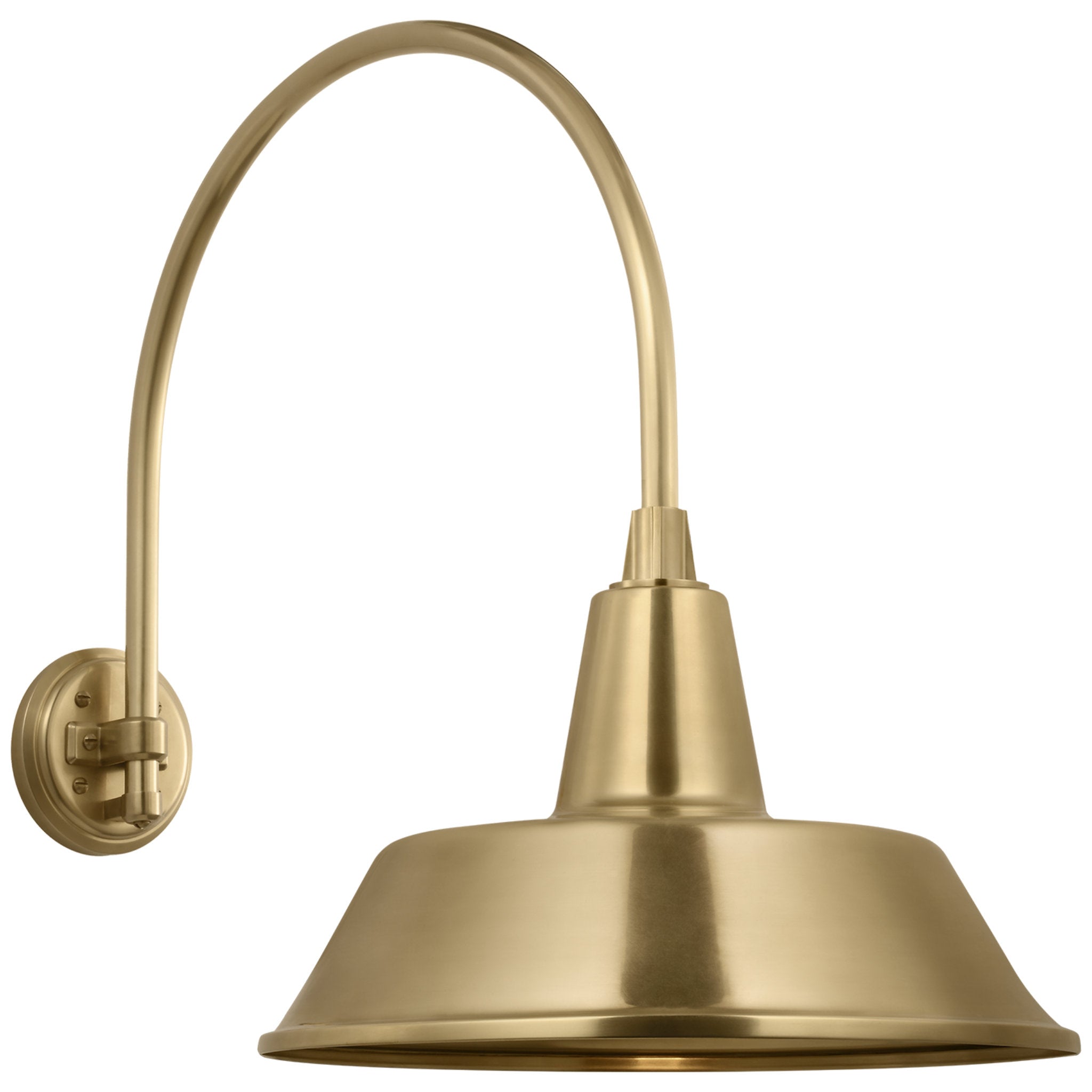 Thomas O'Brien Academy 19.5" Arched Mack Barn Light in Hand-Rubbed Antique Brass with 16" Bowers Shade Outdoor Lighting W16" x H22"