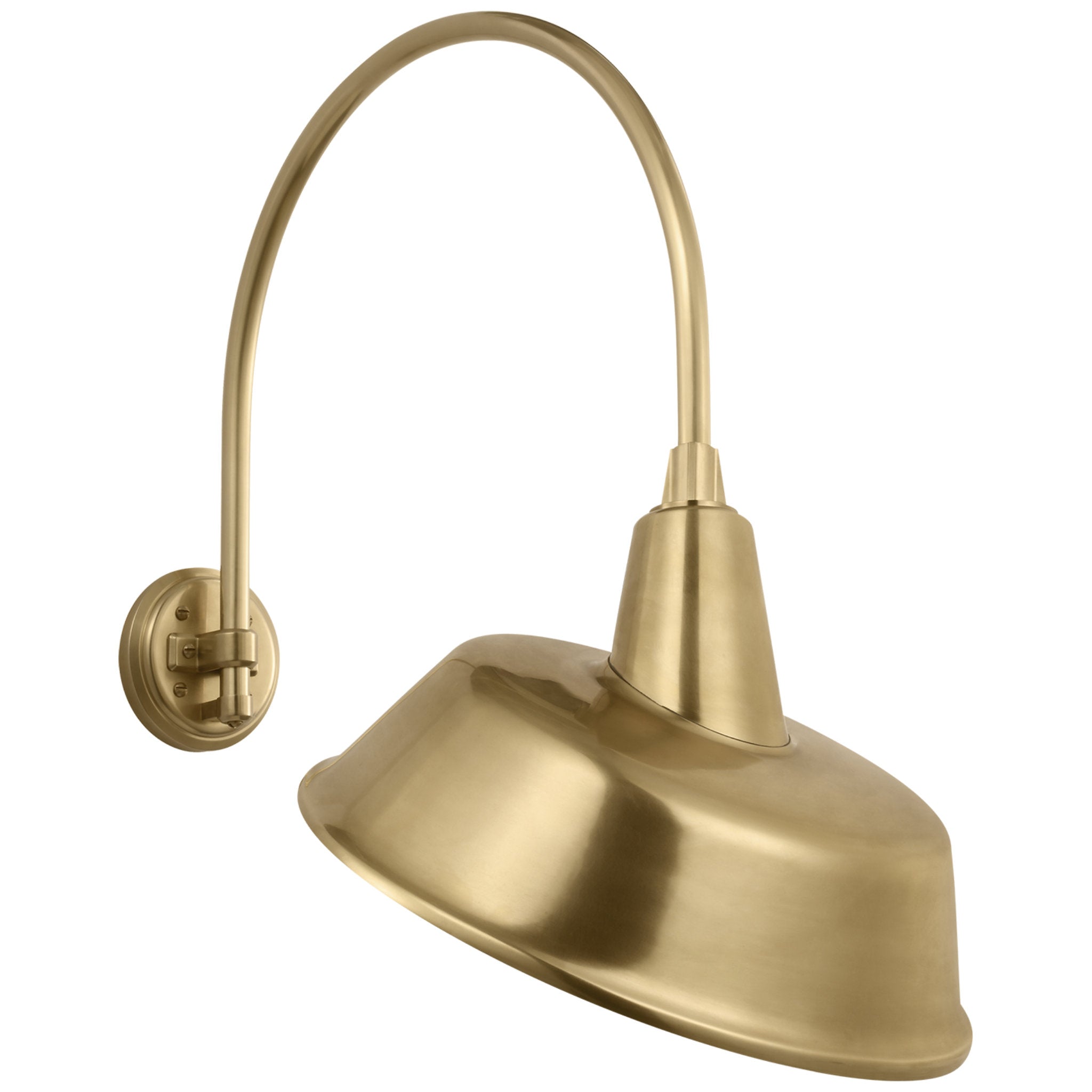 Thomas O'Brien Academy 19.5" Arched Mack Barn Light in Hand-Rubbed Antique Brass with 16" Tilted Bowers Shade Outdoor Lighting W16" x H26"