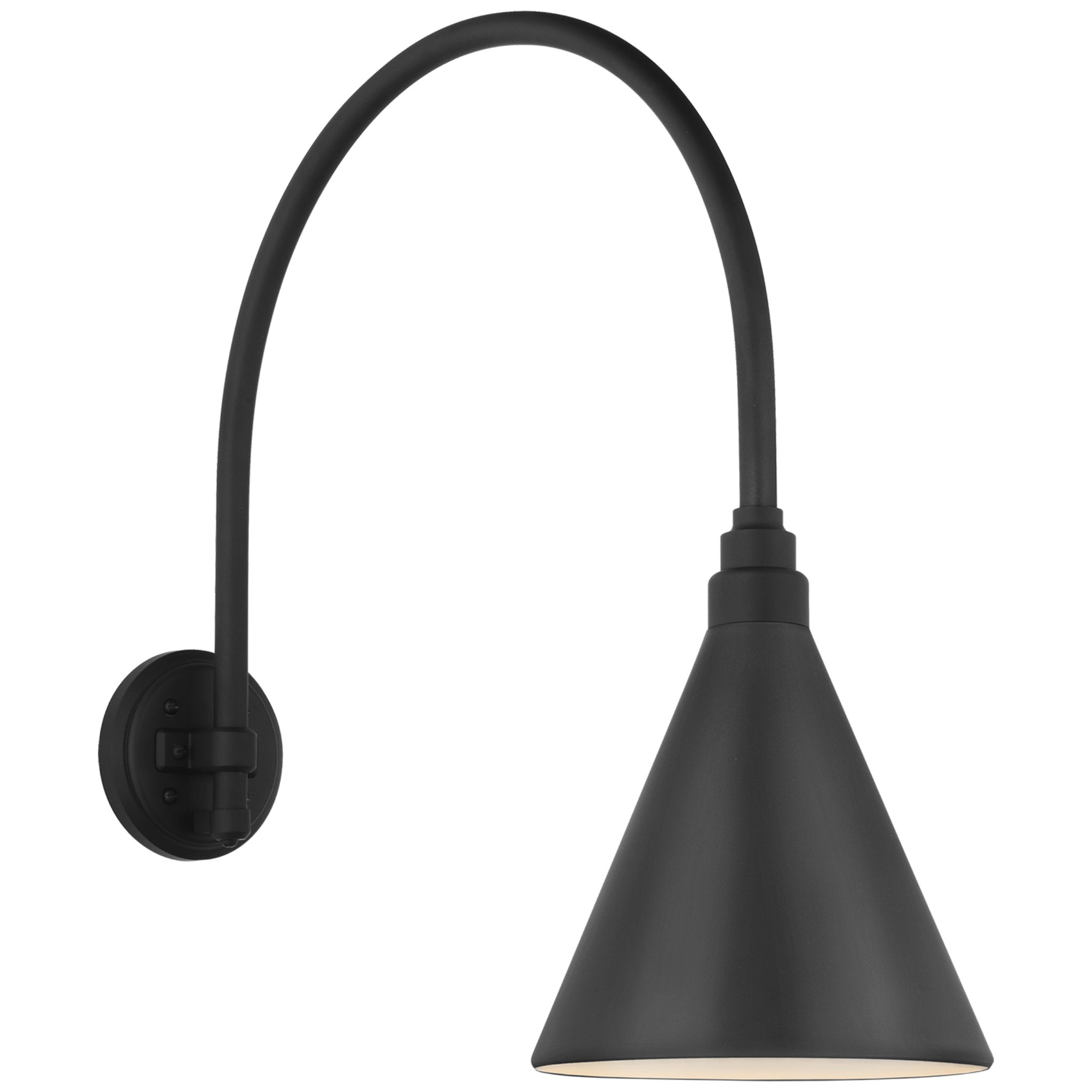 Thomas O'Brien Academy 19.5" Arched Mack Barn Light in Matte Black with 9" Conical Savannah Shade Outdoor Lighting W9" x H22.25"