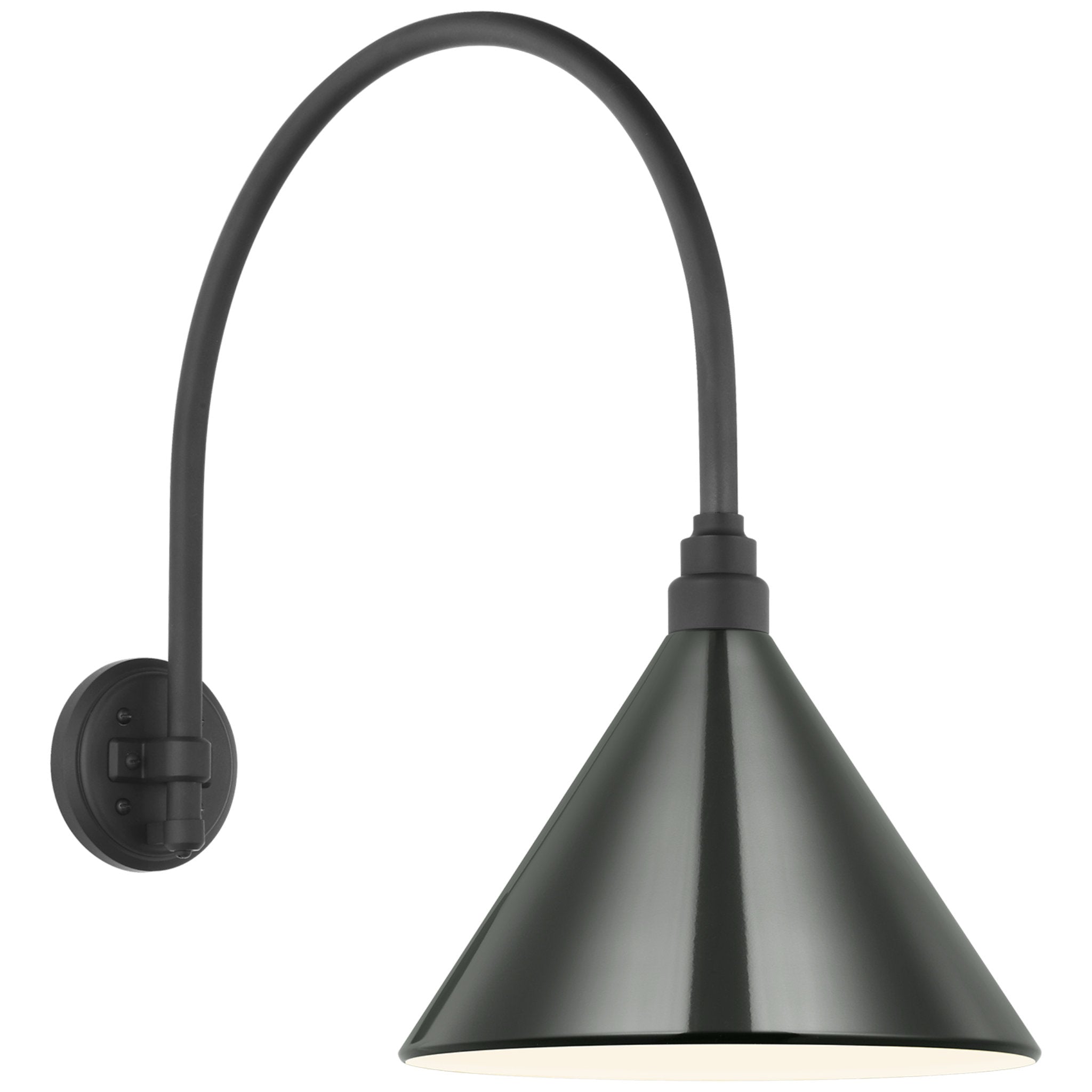 Thomas O'Brien Academy 19.5" Arched Mack Barn Light in Matte Black with 12.5" Green Conical Savannah Shade Outdoor Lighting W12.5" x H22.25"
