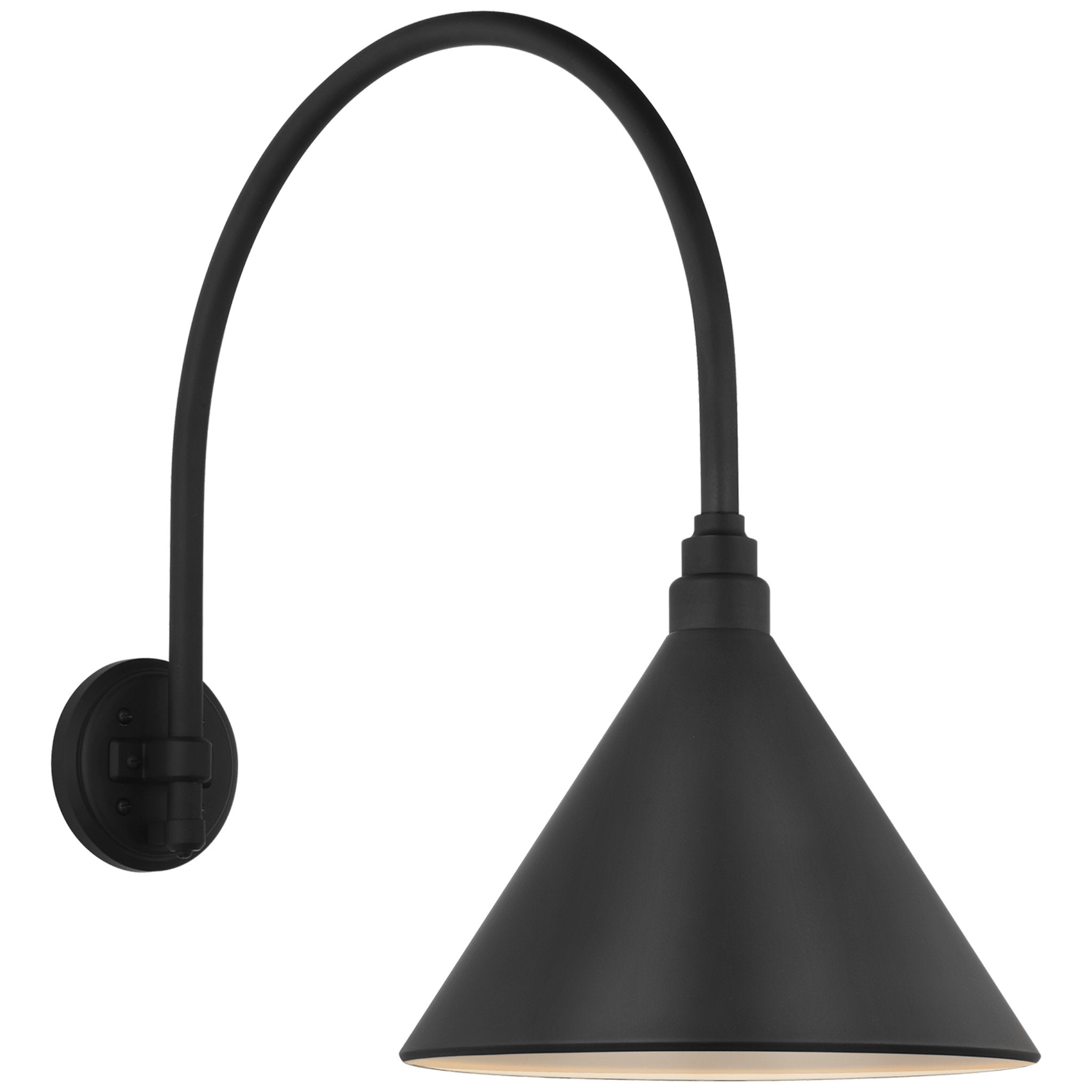 Thomas O'Brien Academy 19.5" Arched Mack Barn Light in Matte Black with 12.5" Conical Savannah Shade Outdoor Lighting W12.5" x H22.25"