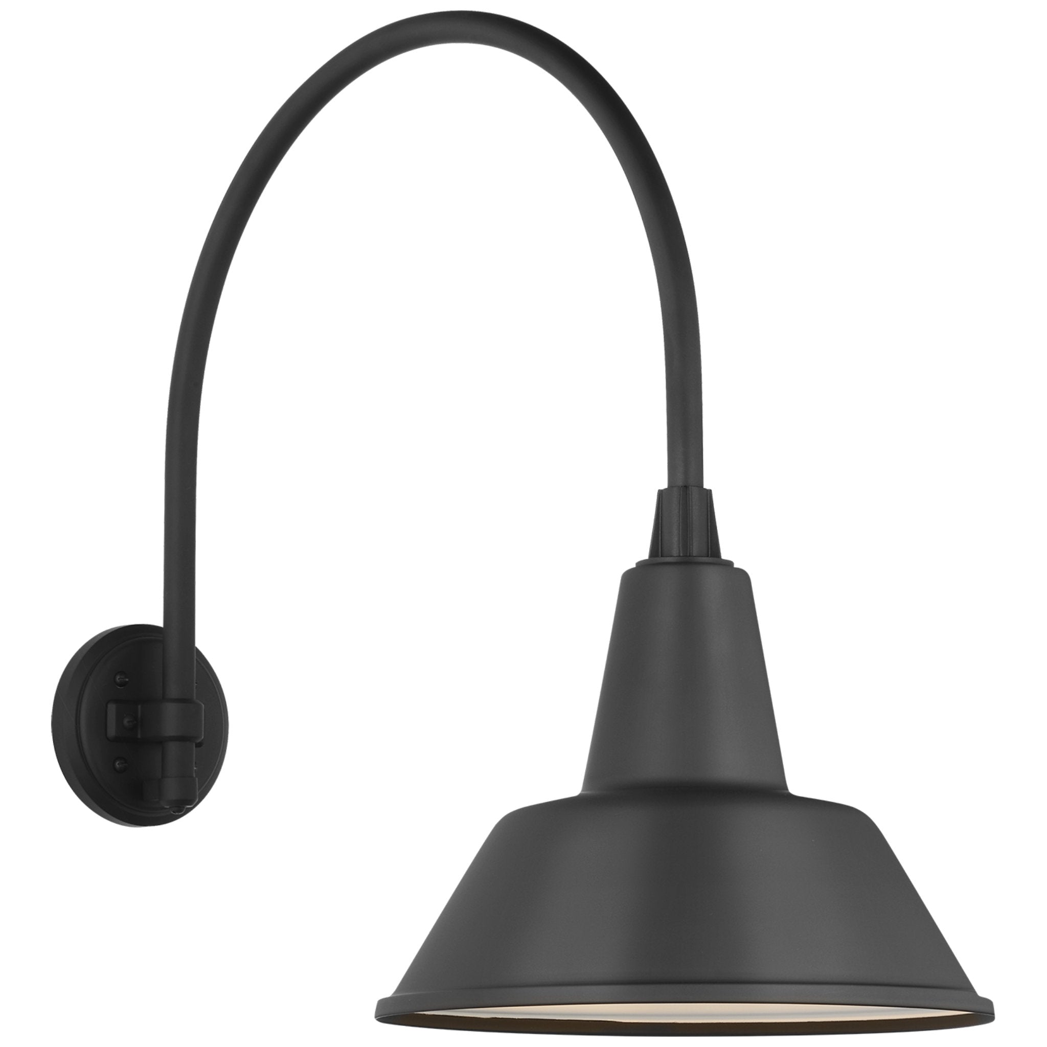 Thomas O'Brien Academy 19.5" Arched Mack Barn Light in Matte Black with 12.5" Bowers Shade Outdoor Lighting W12.5" x H22"