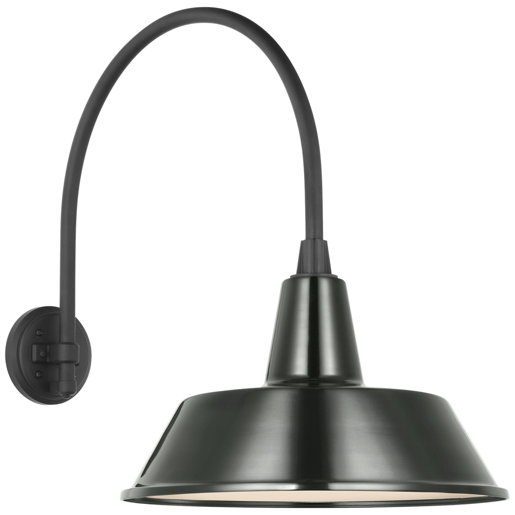 Thomas O'Brien Academy 19.5" Arched Mack Barn Light in Matte Black with 16" Green Bowers Shade Outdoor Lighting W16" x H22"