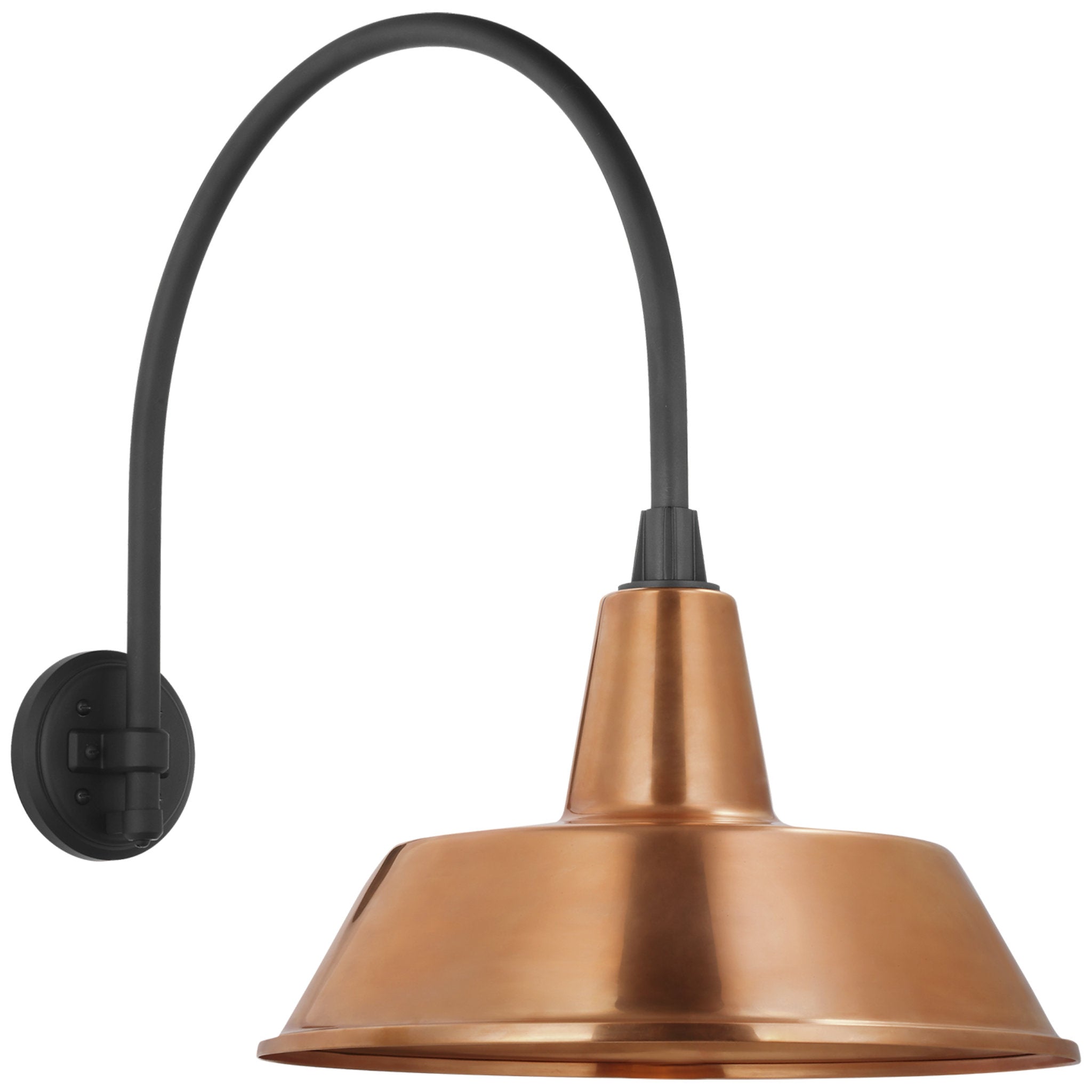 Thomas O'Brien Academy 19.5" Arched Mack Barn Light in Matte Black with 16" Soft Copper Bowers Shade Outdoor Lighting W16" x H22"