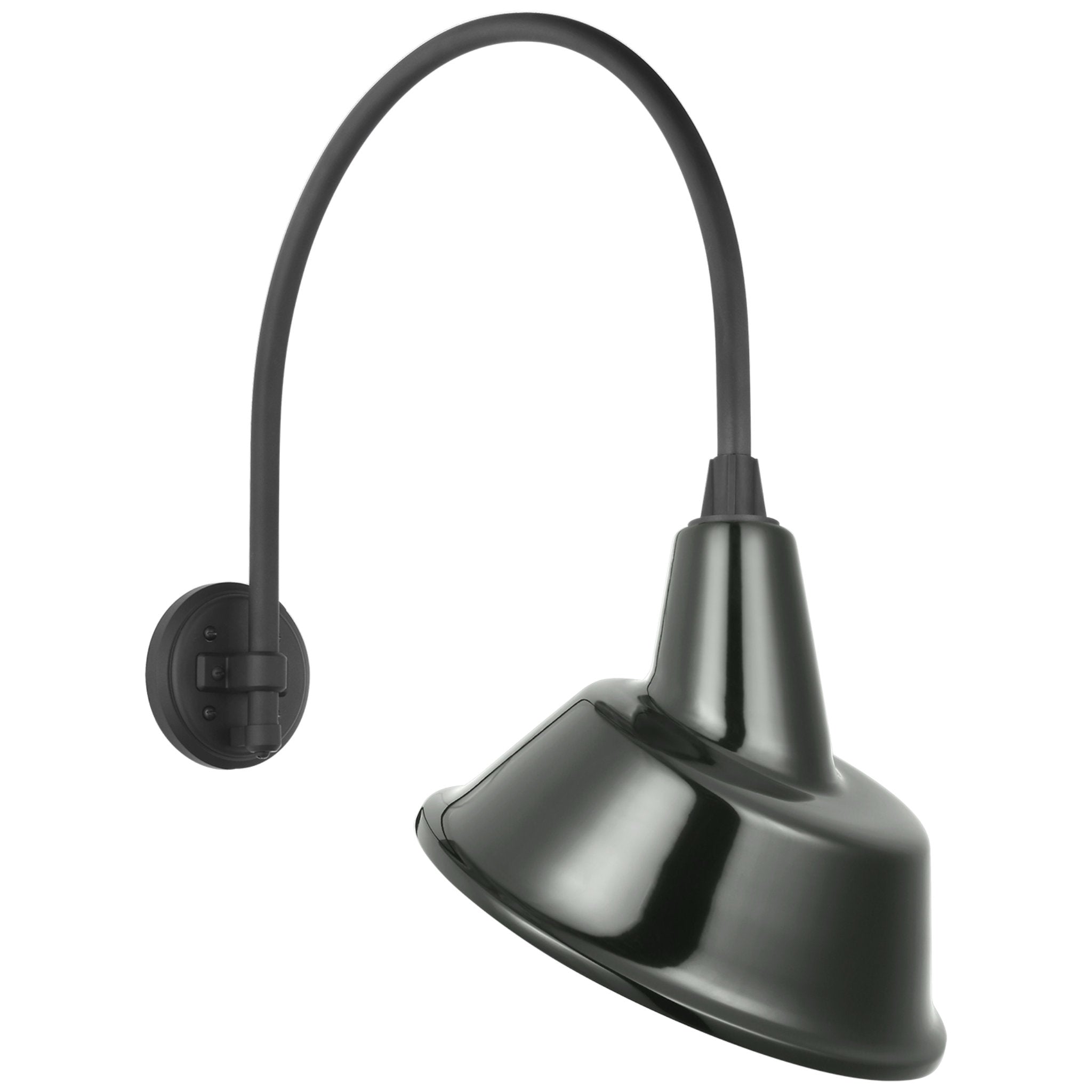 Thomas O'Brien Academy 19.5" Arched Mack Barn Light in Matte Black with 12.5" Green Tilted Bowers Shade Outdoor Lighting W12.5" x H25"