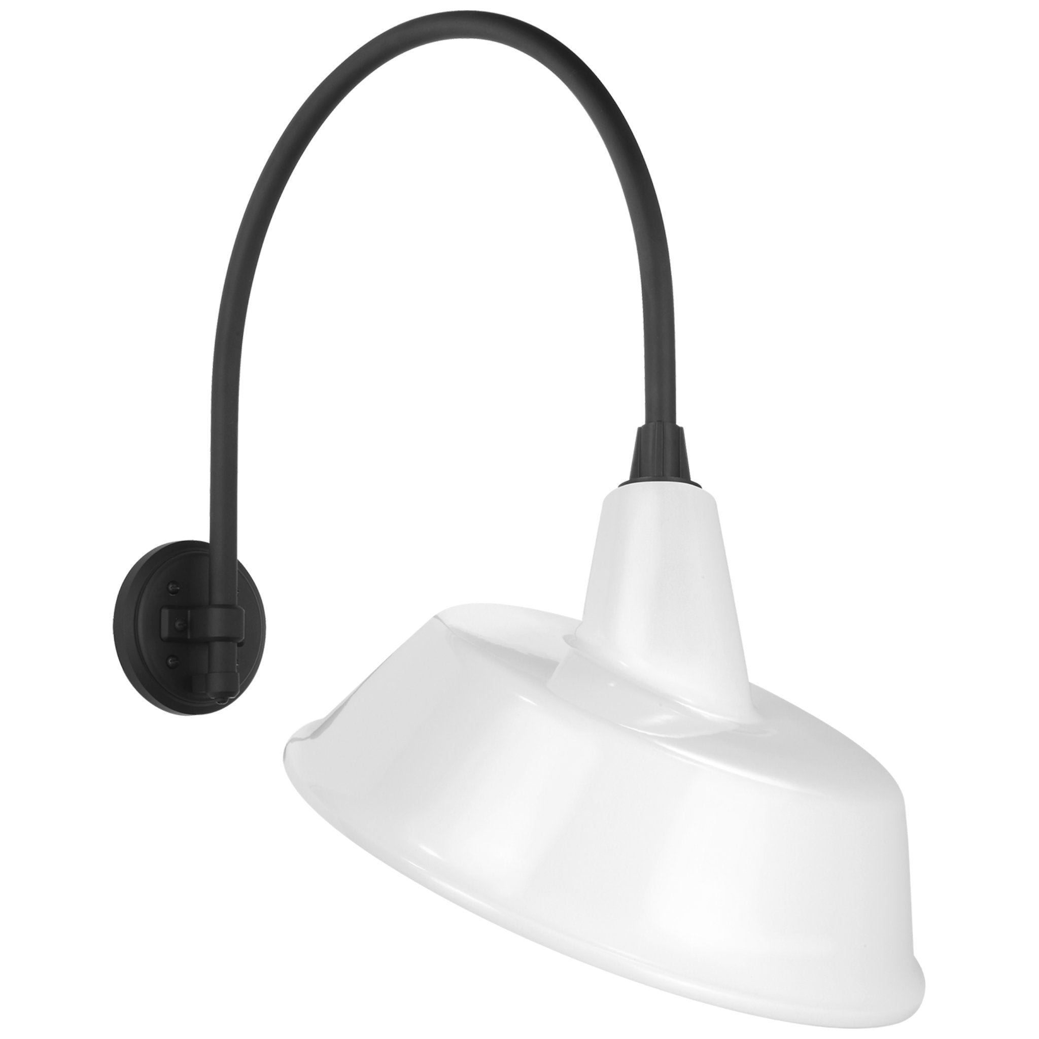Thomas O'Brien Academy 19.5" Arched Mack Barn Light in Matte Black with 16" White Tilted Bowers Shade Outdoor Lighting W16" x H26"