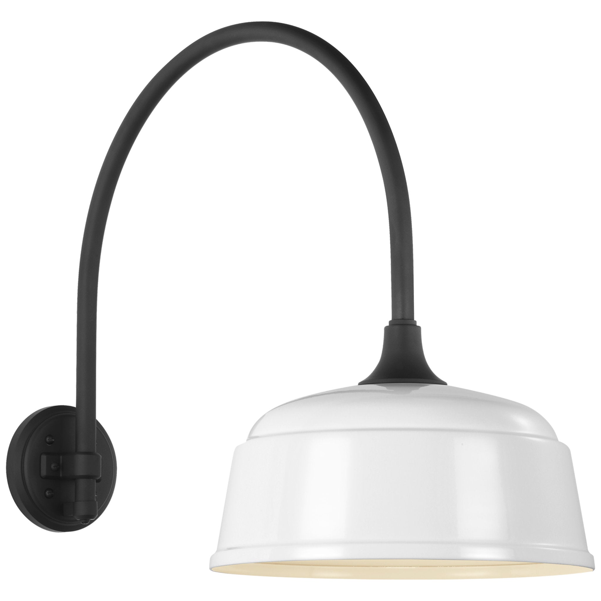 Thomas O'Brien Academy 19.5" Arched Mack Barn Light in Matte Black with 12.5" White Rockhouse Shade Outdoor Lighting W12.5" x H19.5"
