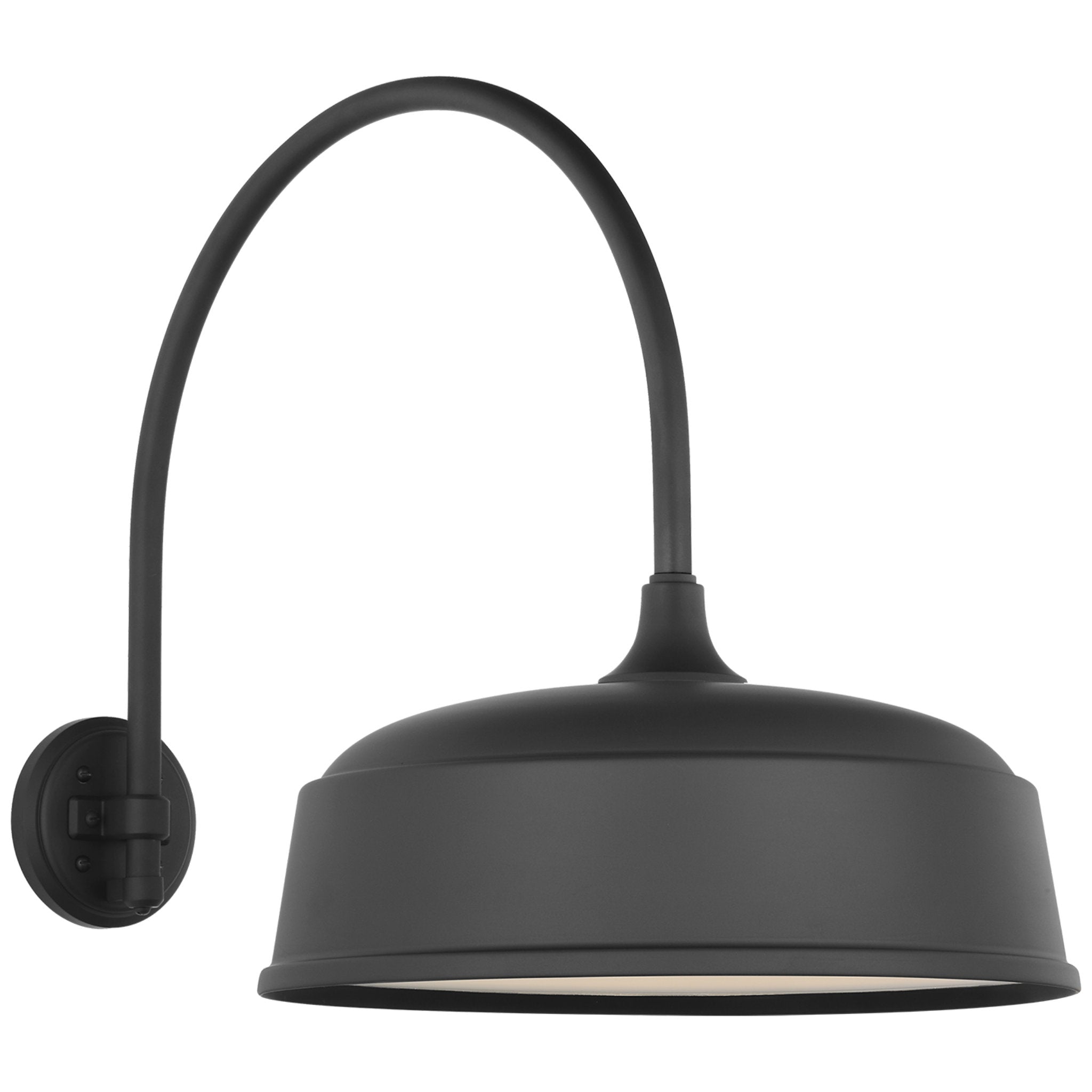 Thomas O'Brien Academy 19.5" Arched Mack Barn Light in Matte Black with 16" Rockhouse Shade Outdoor Lighting W16" x H19.5"