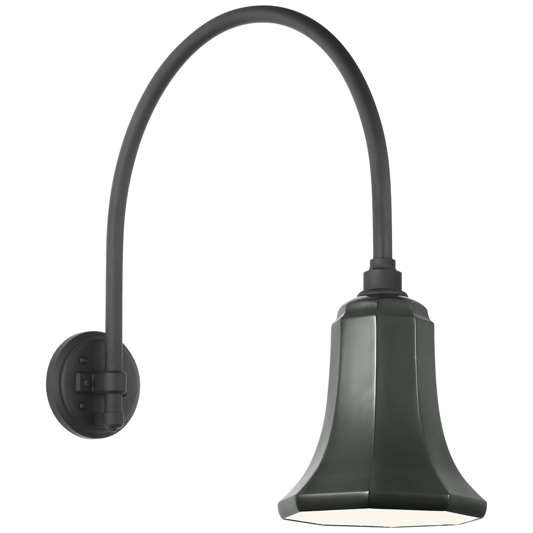 Thomas O'Brien Academy 19.5" Arched Mack Barn Light in Matte Black with 7.5" Green Savannah Shade Outdoor Lighting W7.5" x H21.5"