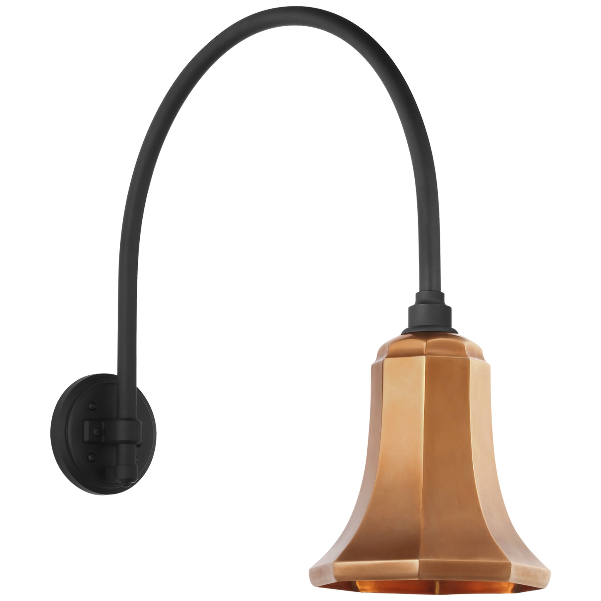 Thomas O'Brien Academy 19.5" Arched Mack Barn Light in Matte Black with 7.5" Soft Copper Savannah Shade Outdoor Lighting W7.5" x H21.5"