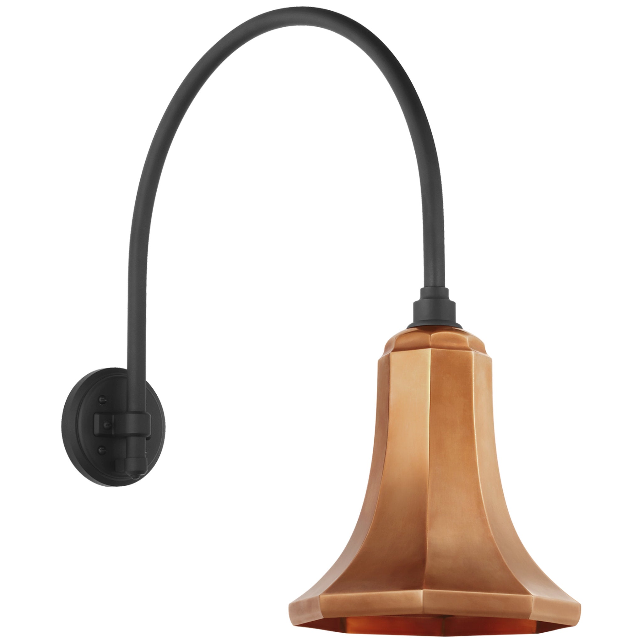 Thomas O'Brien Academy 19.5" Arched Mack Barn Light in Matte Black with 9.25" Soft Copper Savannah Shade Outdoor Lighting W9.25" x H23.25"