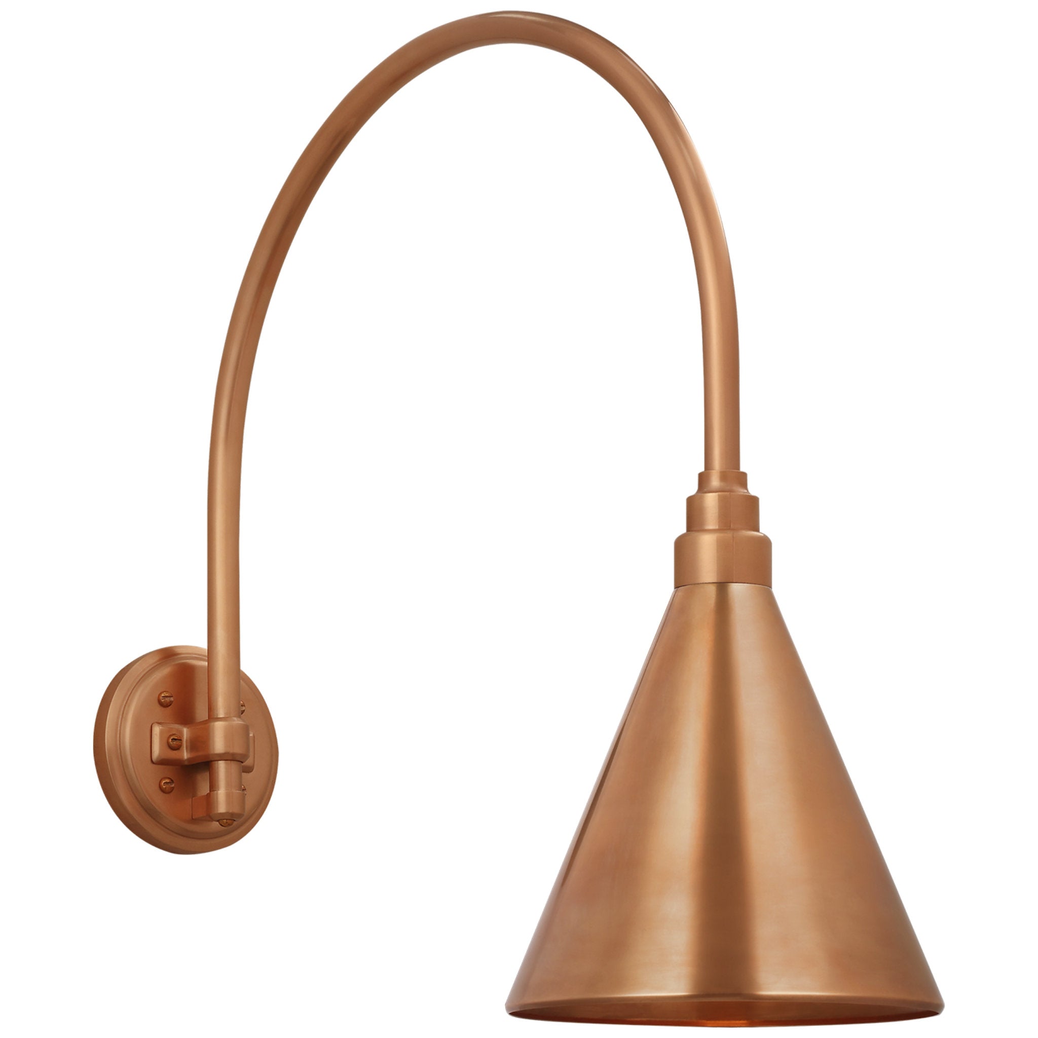 Thomas O'Brien Academy 19.5" Arched Mack Barn Light in Soft Copper with 9" Conical Savannah Shade Outdoor Lighting W9" x H22.25"