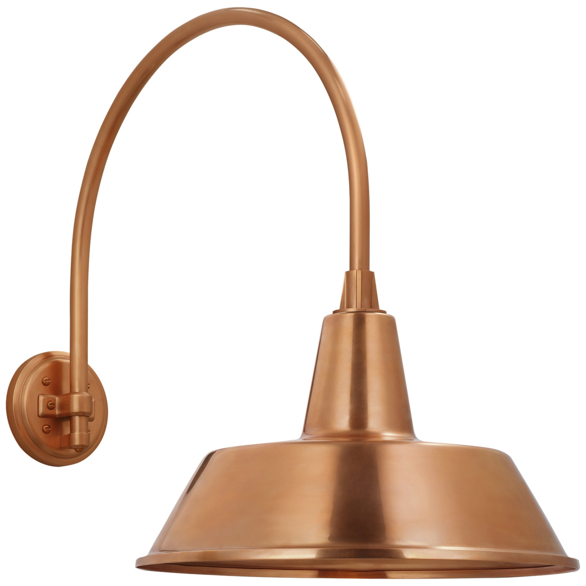 Thomas O'Brien Academy 19.5" Arched Mack Barn Light in Soft Copper with 16" Bowers Shade Outdoor Lighting W16" x H22"