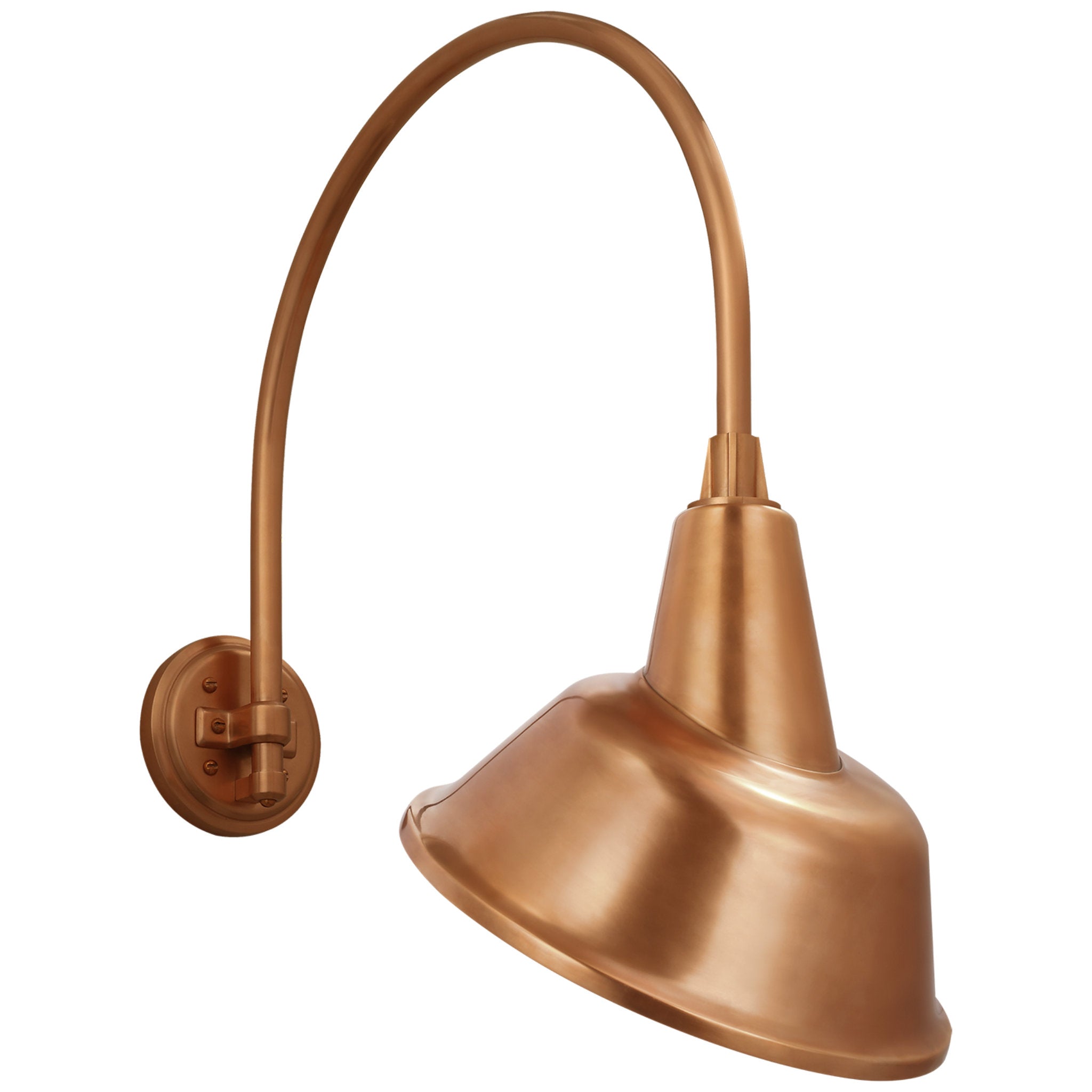 Thomas O'Brien Academy 19.5" Arched Mack Barn Light in Soft Copper with 12.5" Tilted Bowers Shade Outdoor Lighting W12.5" x H25"