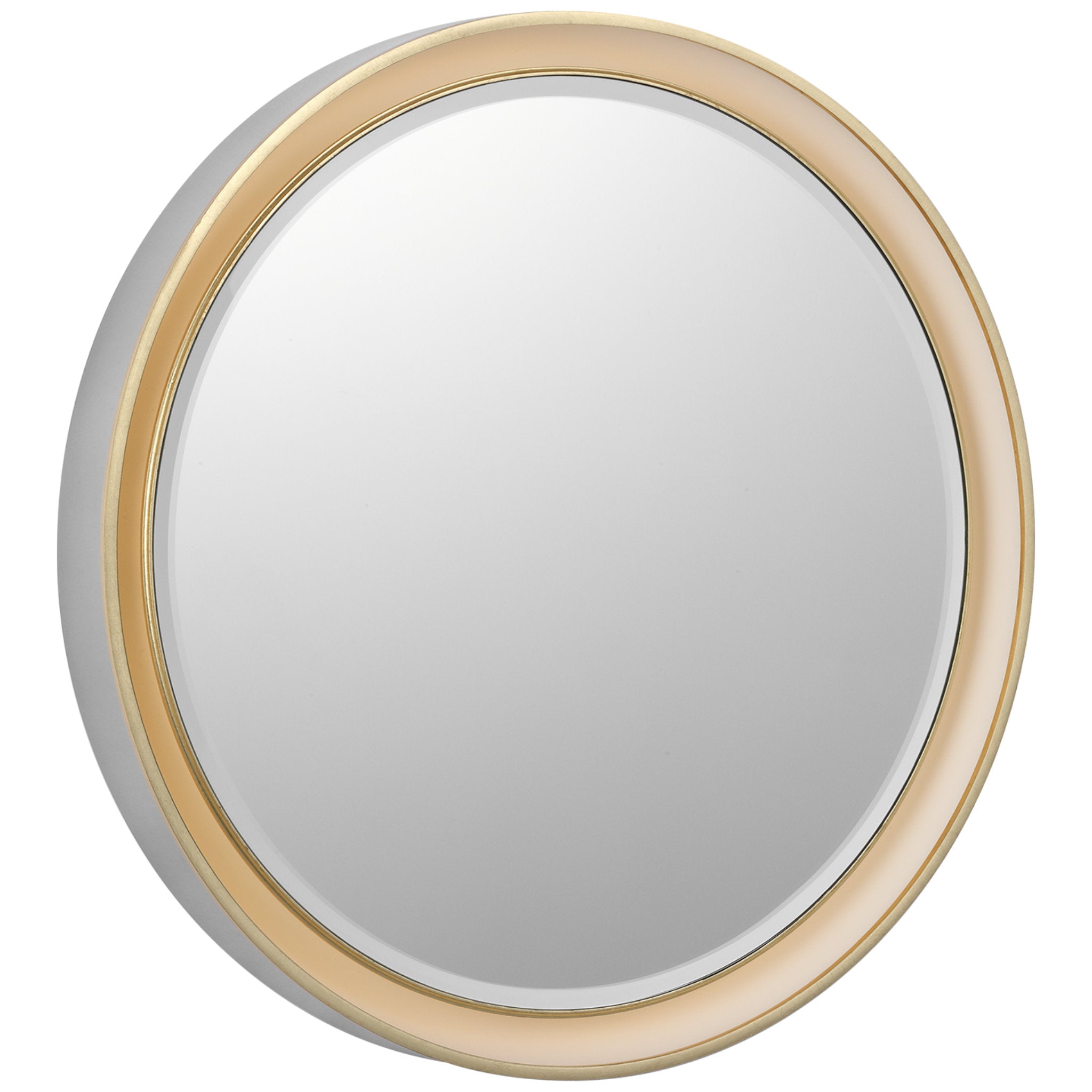 Thomas O'Brien Tricia 24" Illuminated Round Mirror in Polished Nickel and Gild Wall Light W24" x H24"