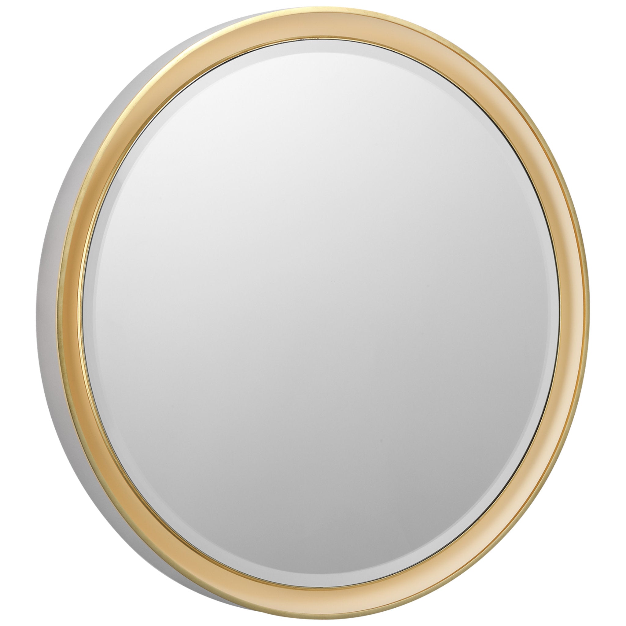 Thomas O'Brien Tricia 30" Illuminated Round Mirror in Polished Nickel and Gild Wall Light W30" x H30"