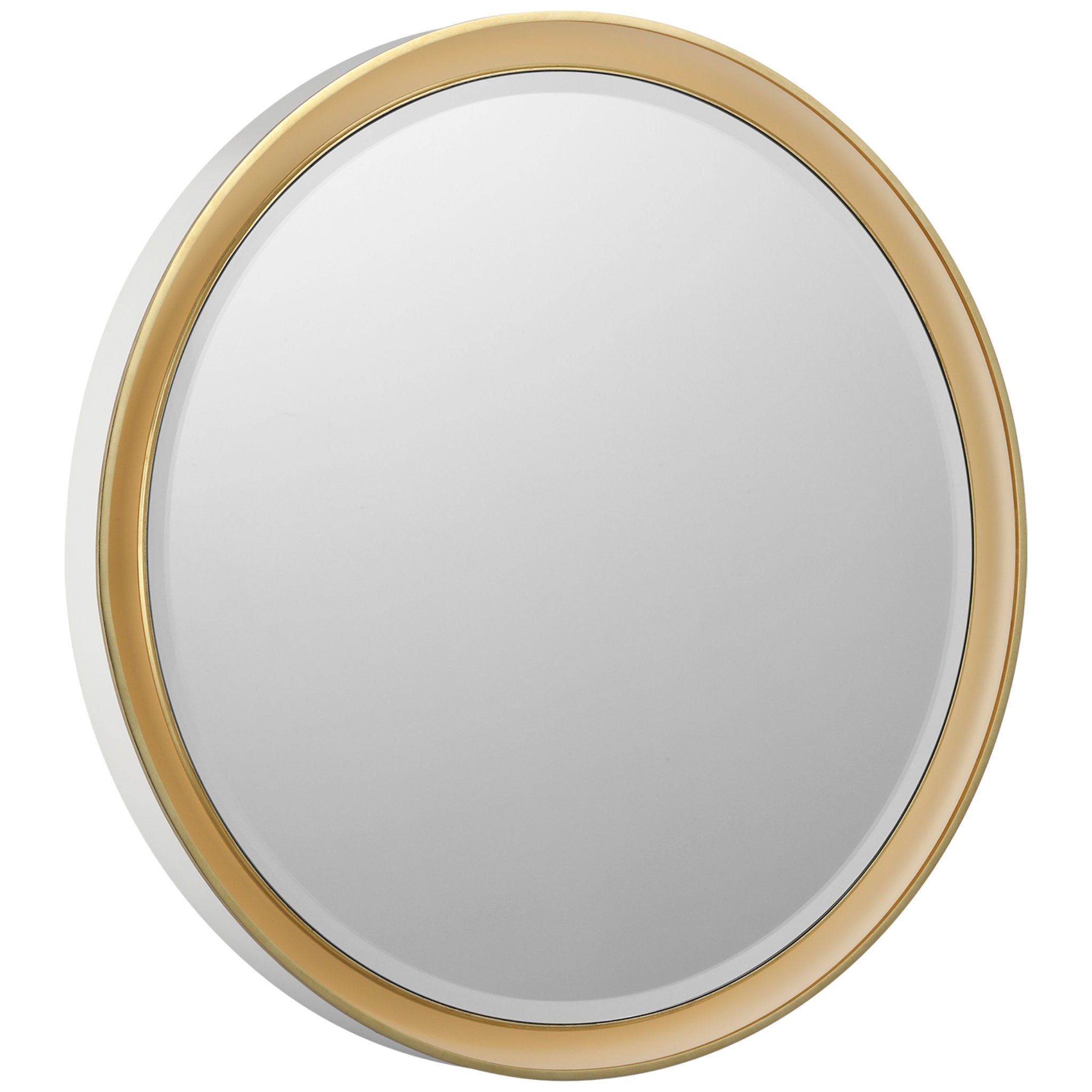 Thomas O'Brien Tricia 30" Illuminated Round Mirror in Matte White and Gild Wall Light W30" x H30"