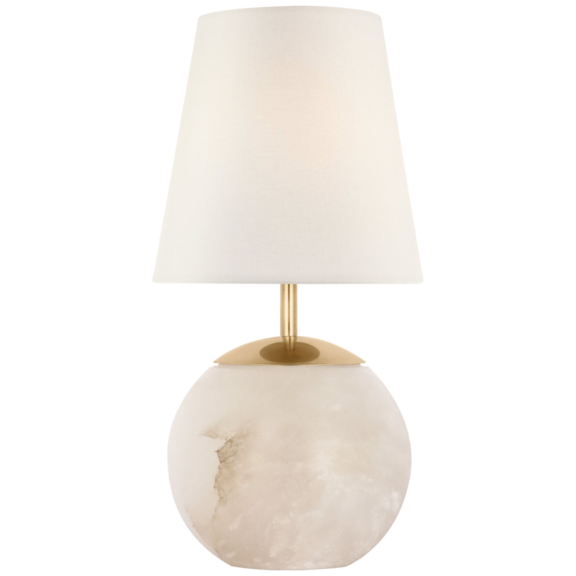 Thomas O'Brien Terri 12" Cordless Accent Lamp in Alabaster with Linen Shade Table Lamp W6" x H12"